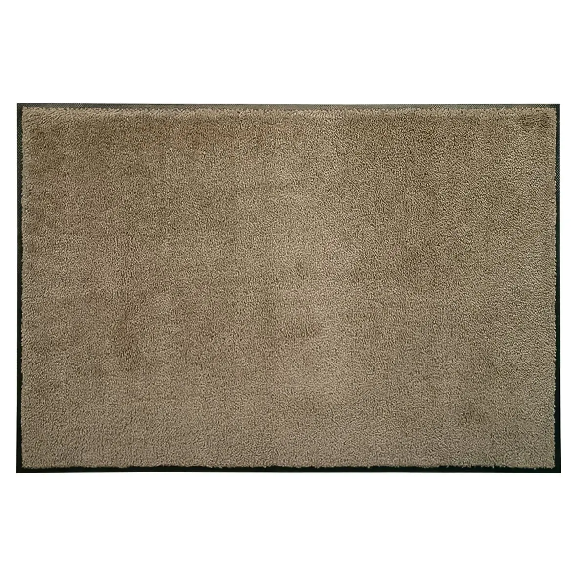 Beige rechteckige Komfortmatte mit flauschigem, gleichmäßigem Flor und schwarzem Rand, Größe ca. 60 cm