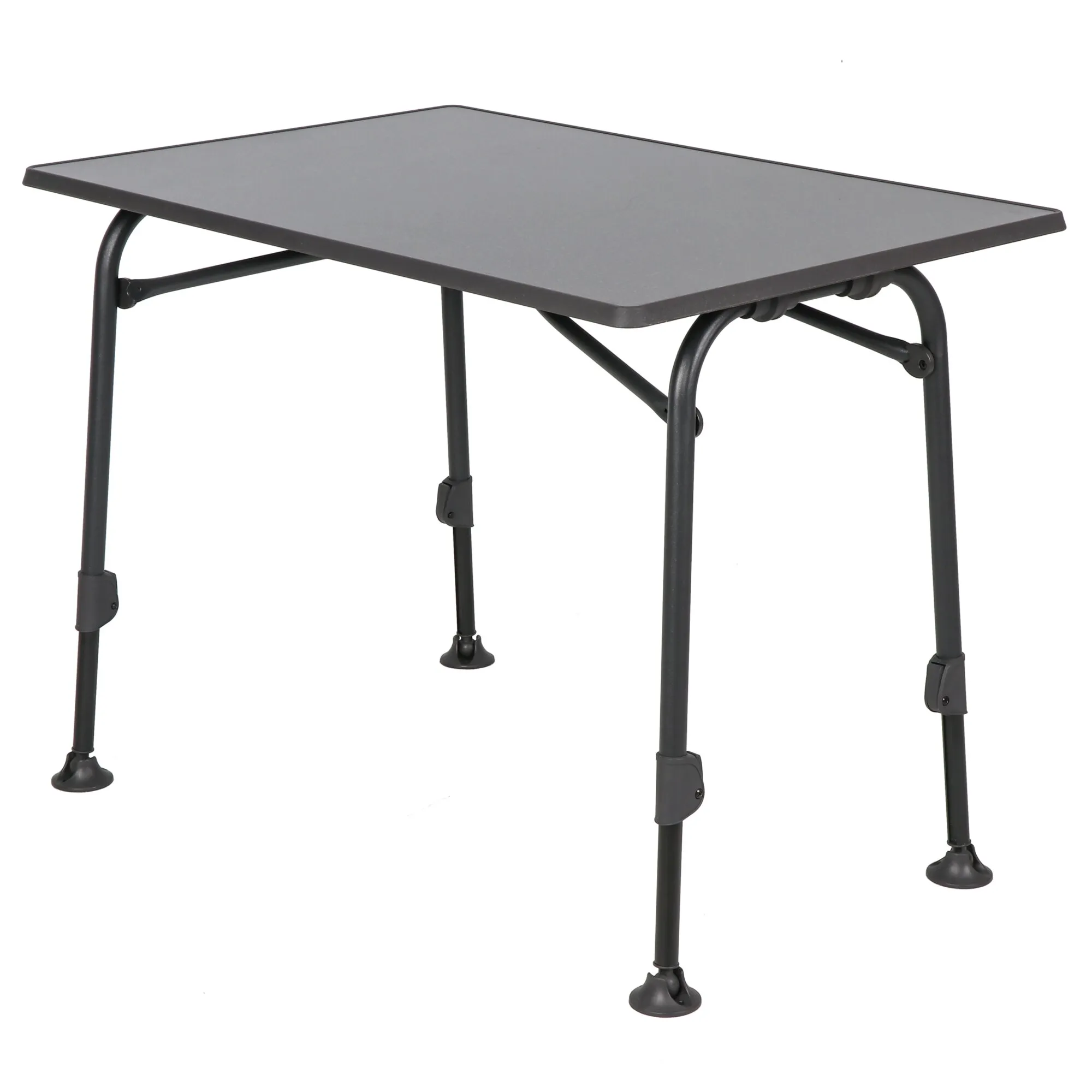 Campingtisch Aircolite blackedition mit dunkelgrauer rechteckiger Tischplatte, schwarzen Beinen und höhenverstellbaren Füßen, 100 cm