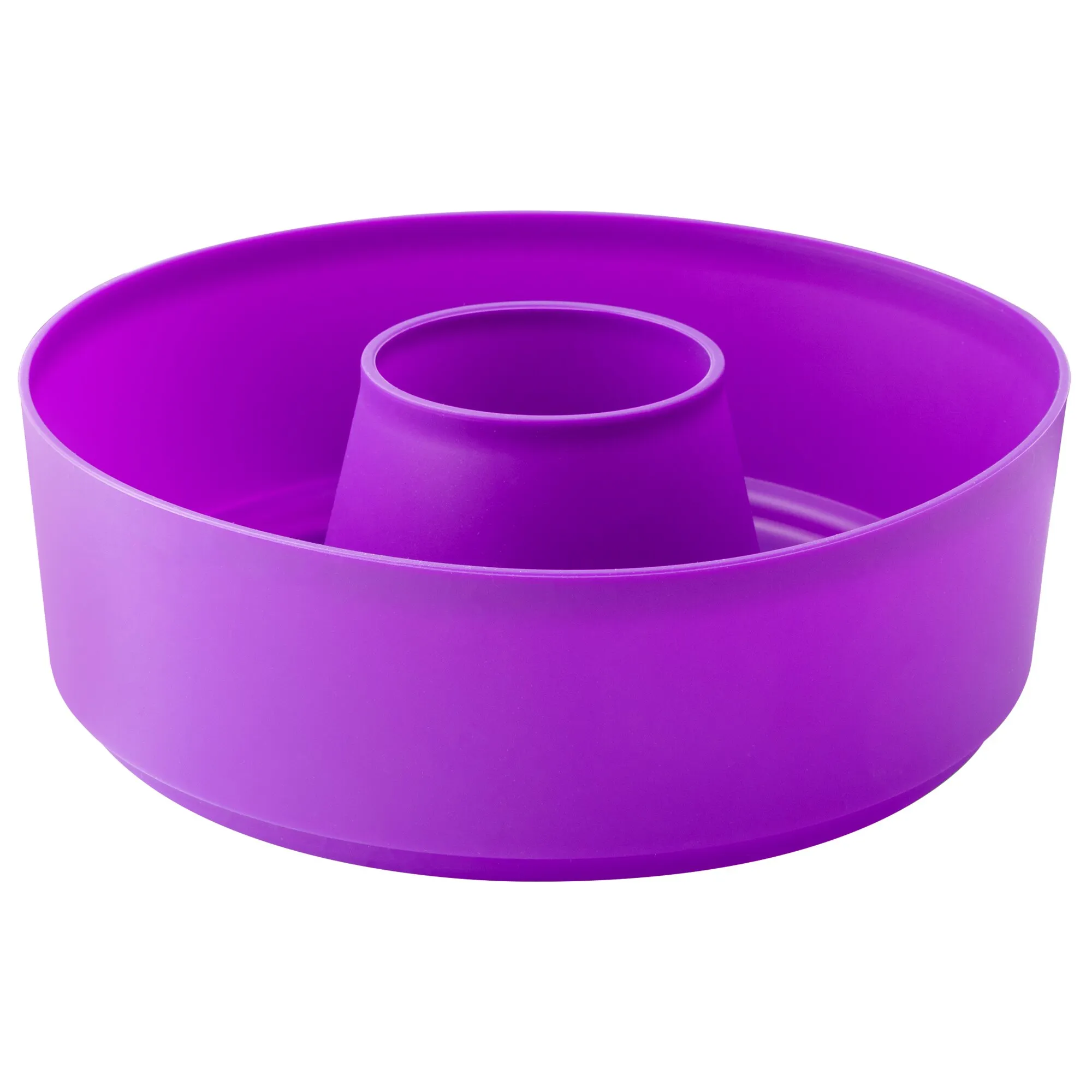 Violette Silikonform Maxi 3 l mit rundem Durchmesser und zentralem Rohr für ringförmige Backwaren