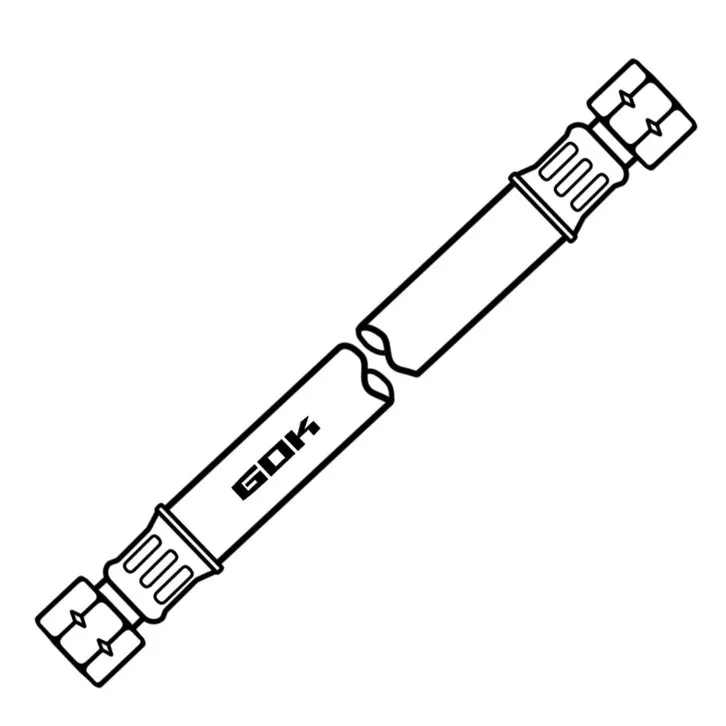 Mitteldruck-Schlauchleitung mit schwarzem Schlauch und beidseitigen G1/4-LH-Überwurfmuttern, Länge 400 mm