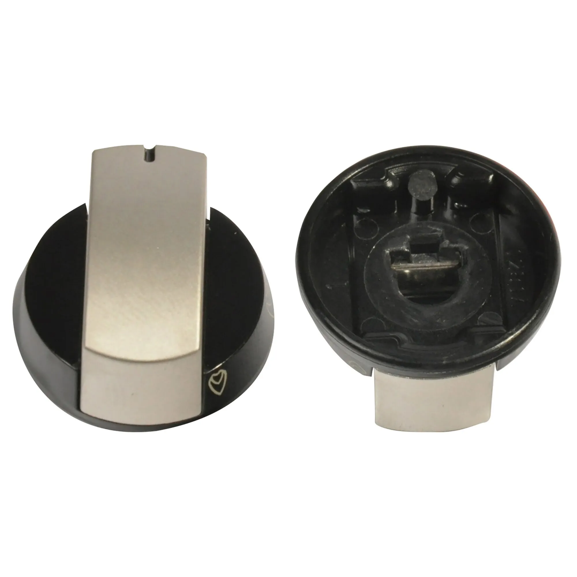 Silberner Bedienknopf für Dometic-Kocher HB 2325, HB 3400 und HBG 3445, Vorder- und RückansichtWinvalid