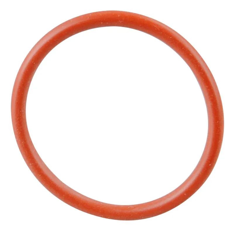 Roter runder O-Ring aus elastischem Dichtungsmaterial, Maße 22 x 2 mm, freigestellt auf weißem Hintergrund