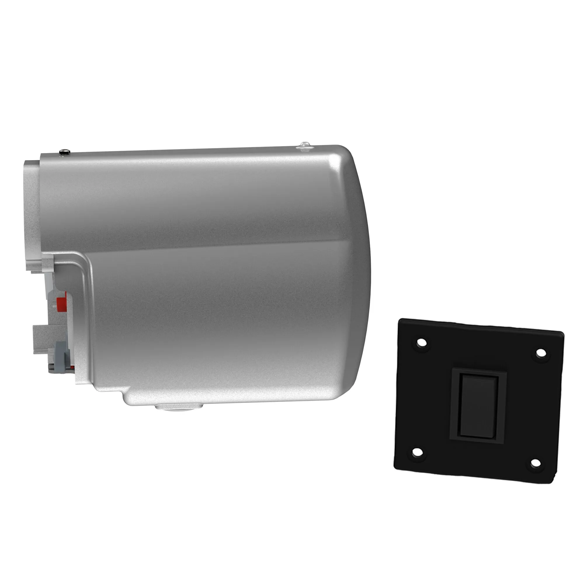 Motor Kit Compact F45L in Titangrau mit silbernem Motorgehäuse und separat abgebildetem schwarzem Wandschalter