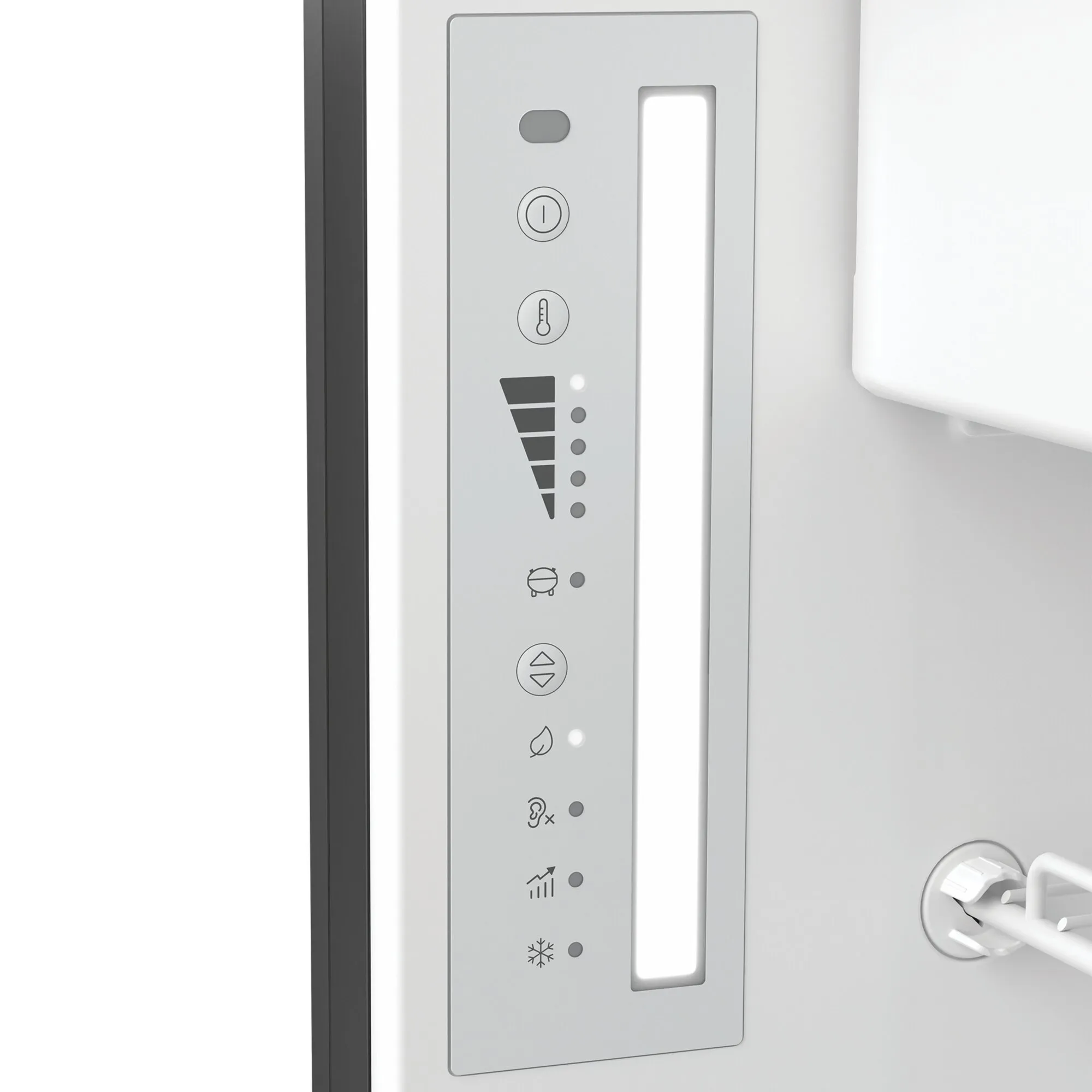 Detailansicht des Dometic NRX 90V 12/24-Volt-Kühlschranks mit Bedienfeld, Temperaturregler und Statusanzeigen