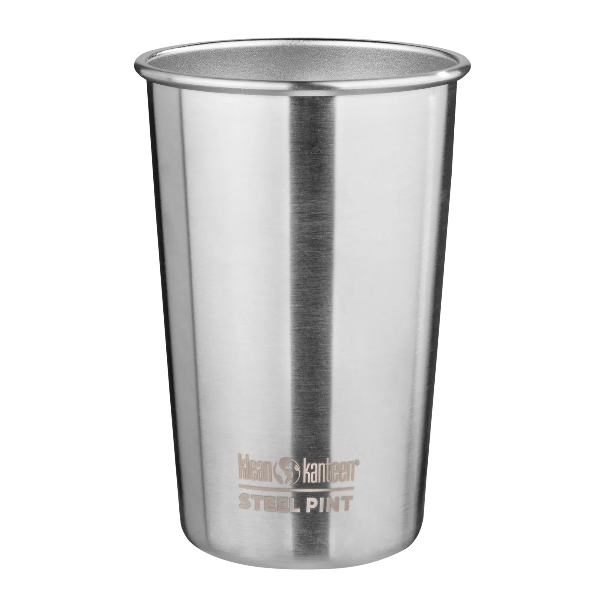 Edelstahl-Trinkbecher Klean Kanteen Steel Pint mit breitem Rand und offenem Innenraum vor weißem Hintergrund