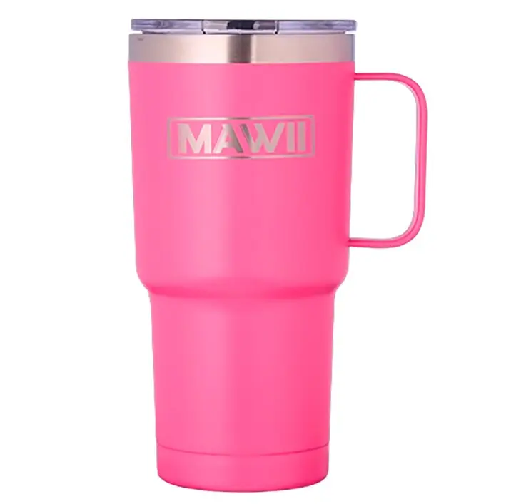 Edelstahl Becher mit Henkel, 600 ml, pink