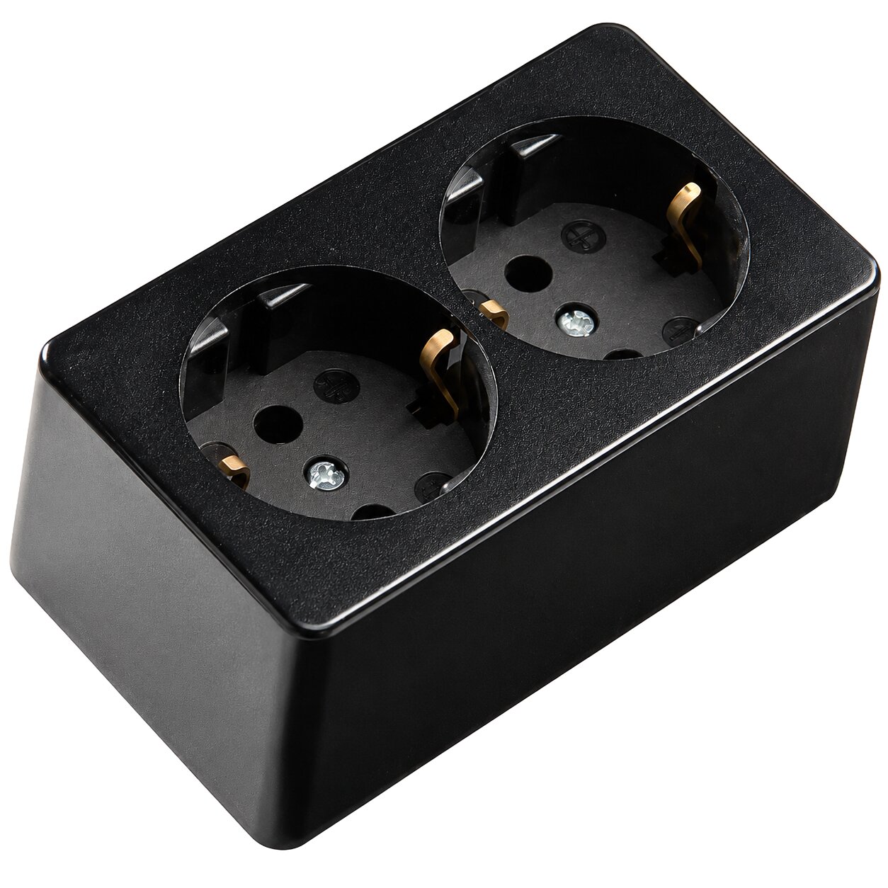 Steckdose Schuko Aufputz, schwarz, 2-fach
