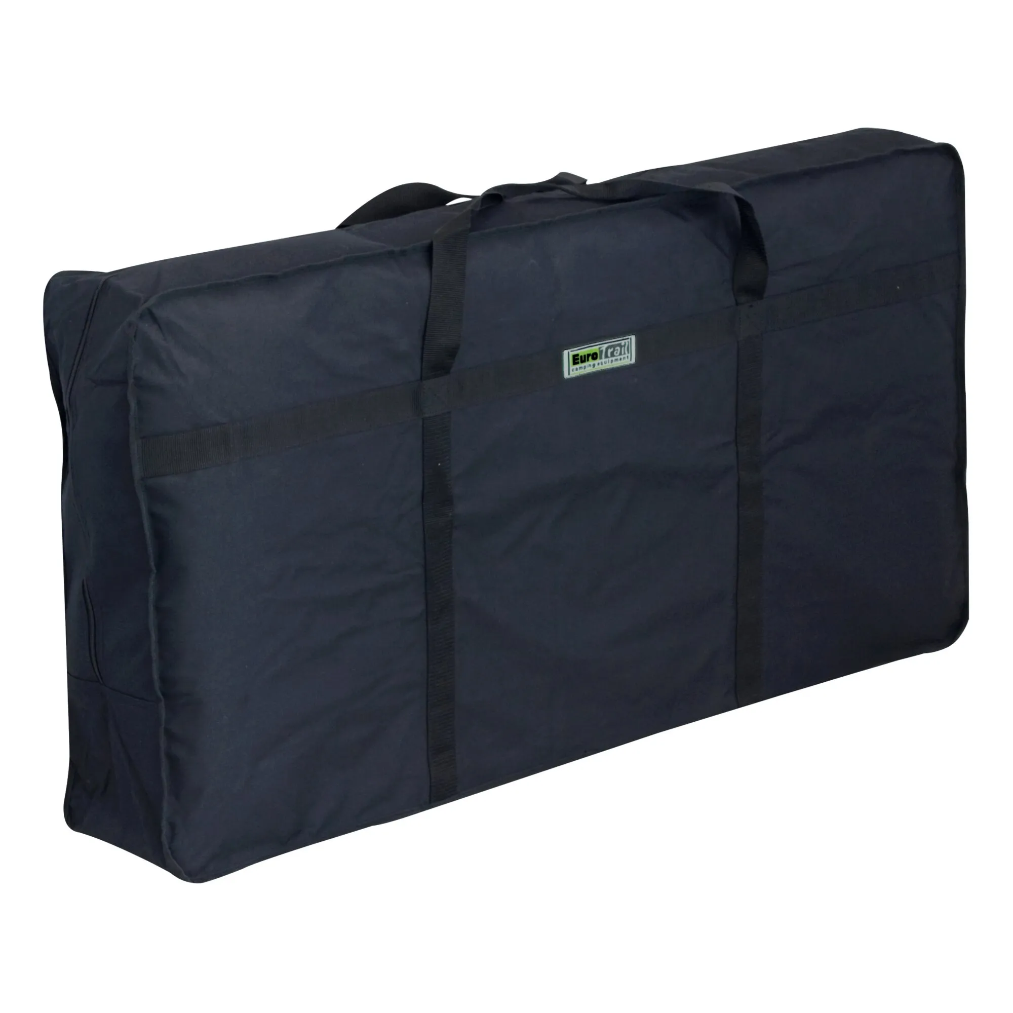Dunkelblaue Packtasche für einen Stuhl mit zwei Tragegriffen und EuroTrail-Logo auf der Vorderseite