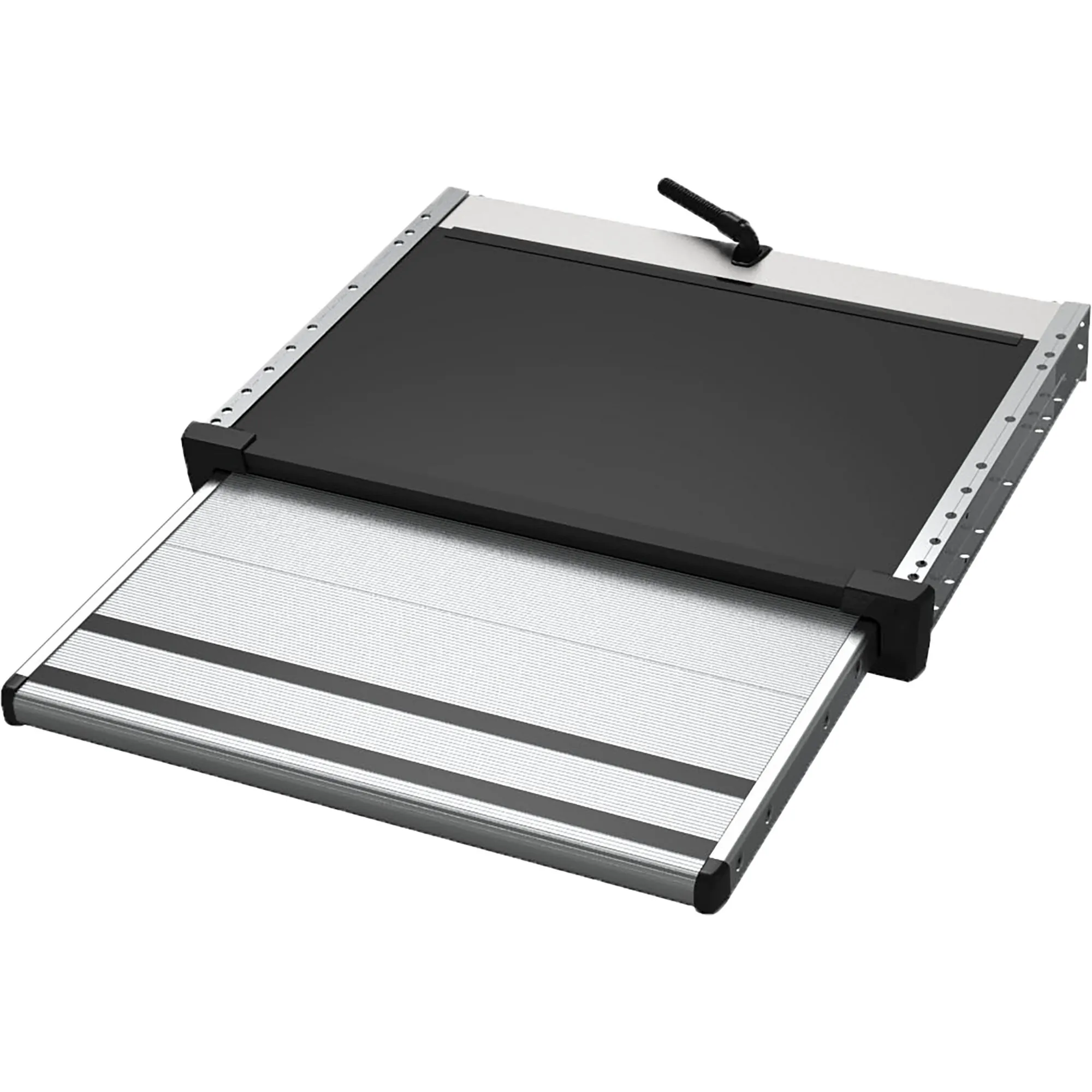 Elektrische Trittstufe Thule Slide-Out Step G2 12V mit 707 mm breiter, ausgefahrener geriffelter Aluminiumtrittfläche