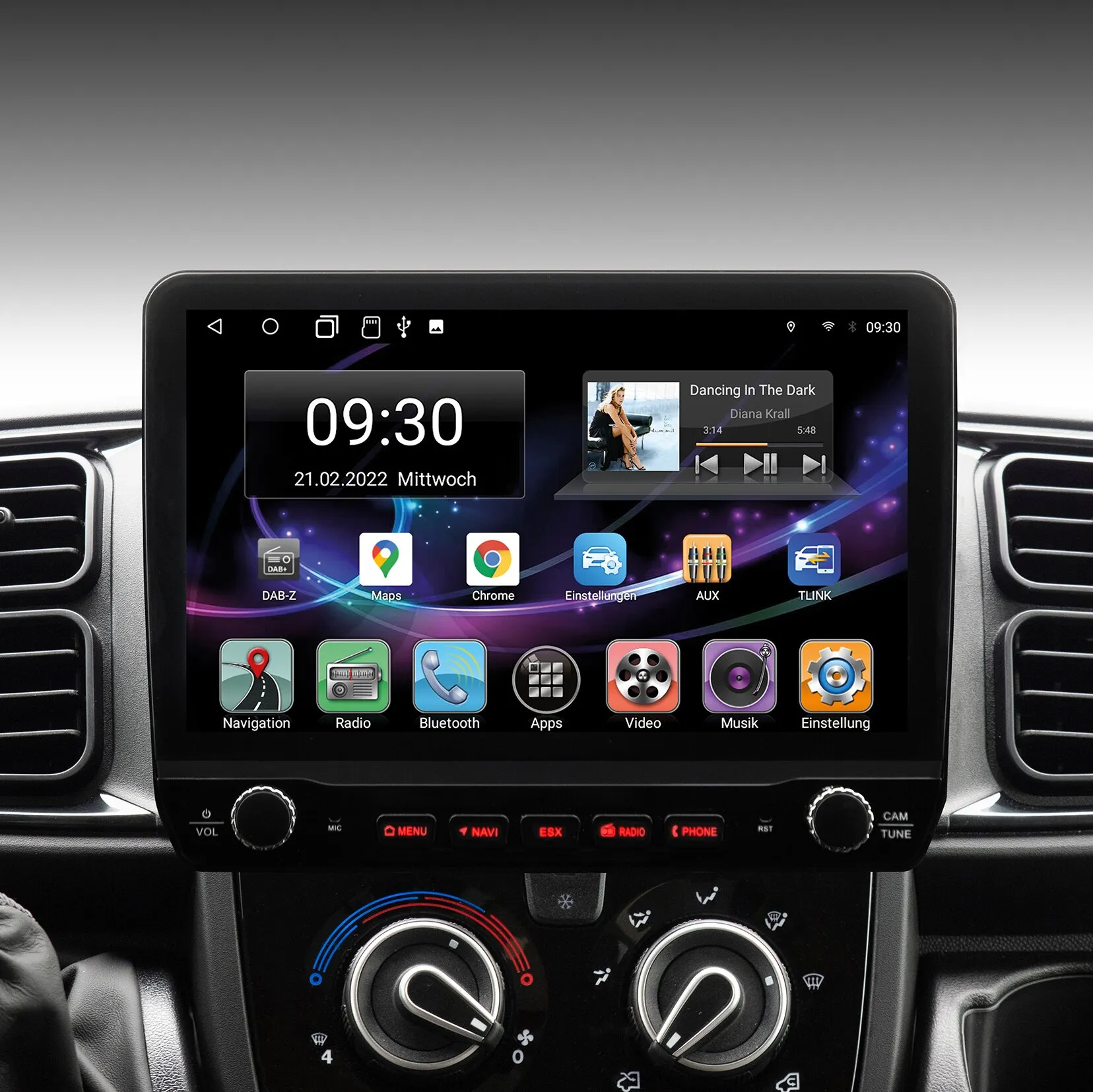 ESX Vision VNC1061 F8 4G Navigationssystem im Armaturenbrett mit Touchscreen, Navigation, Radio, Bluetooth und Musikfunktionen