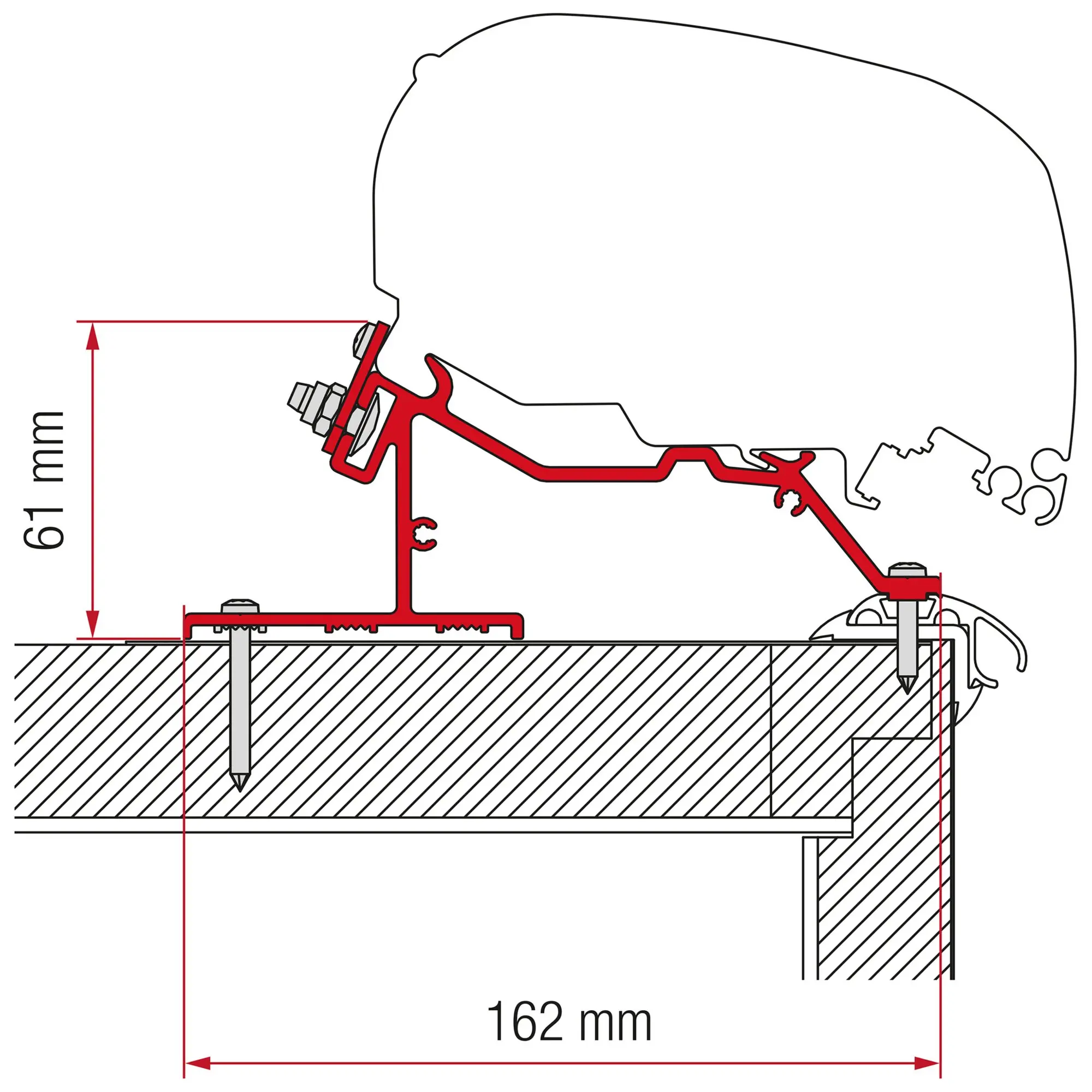 Awning Adapter Caravan Roof, 370 cm