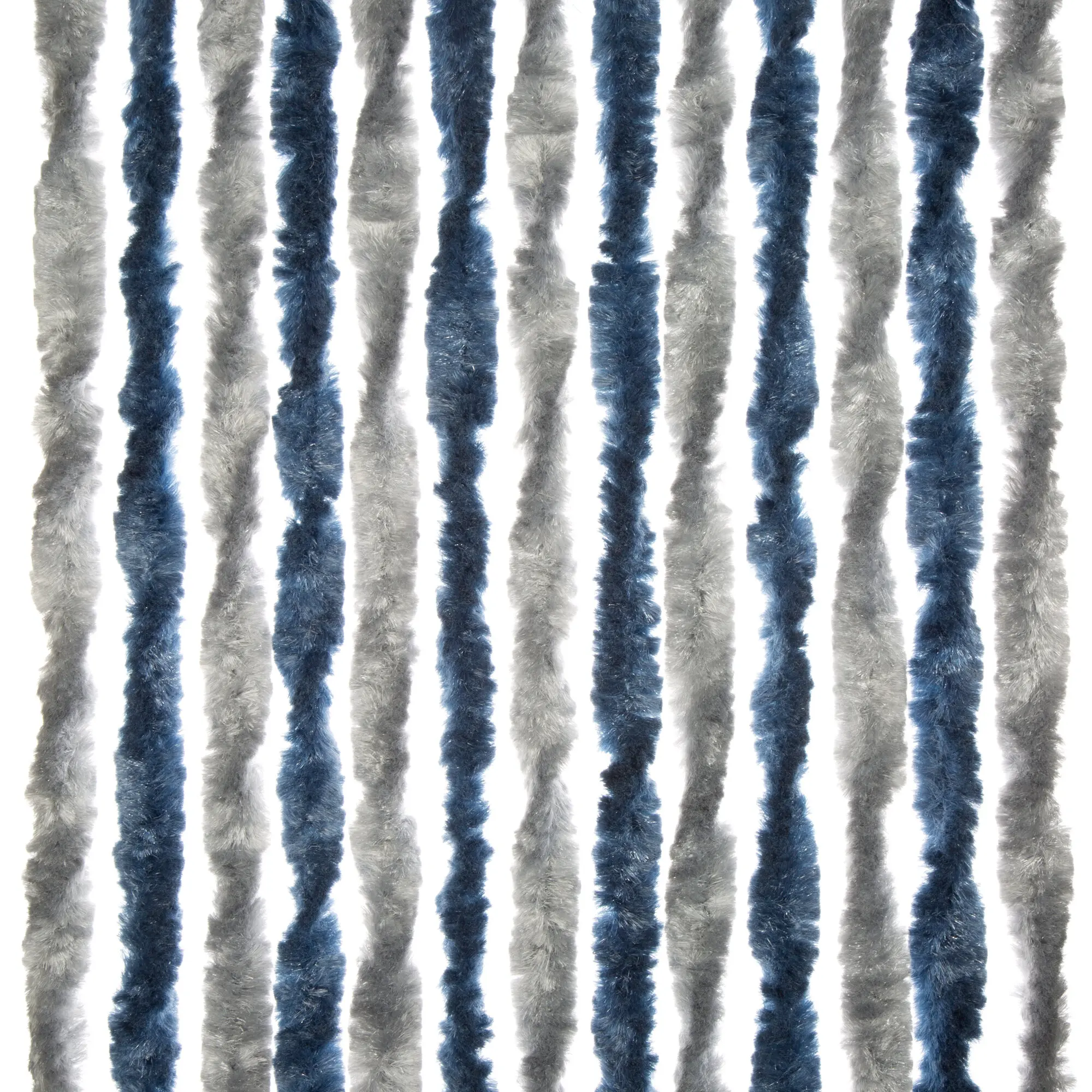 Flauschvorhang 100 cm breit, blau/silber