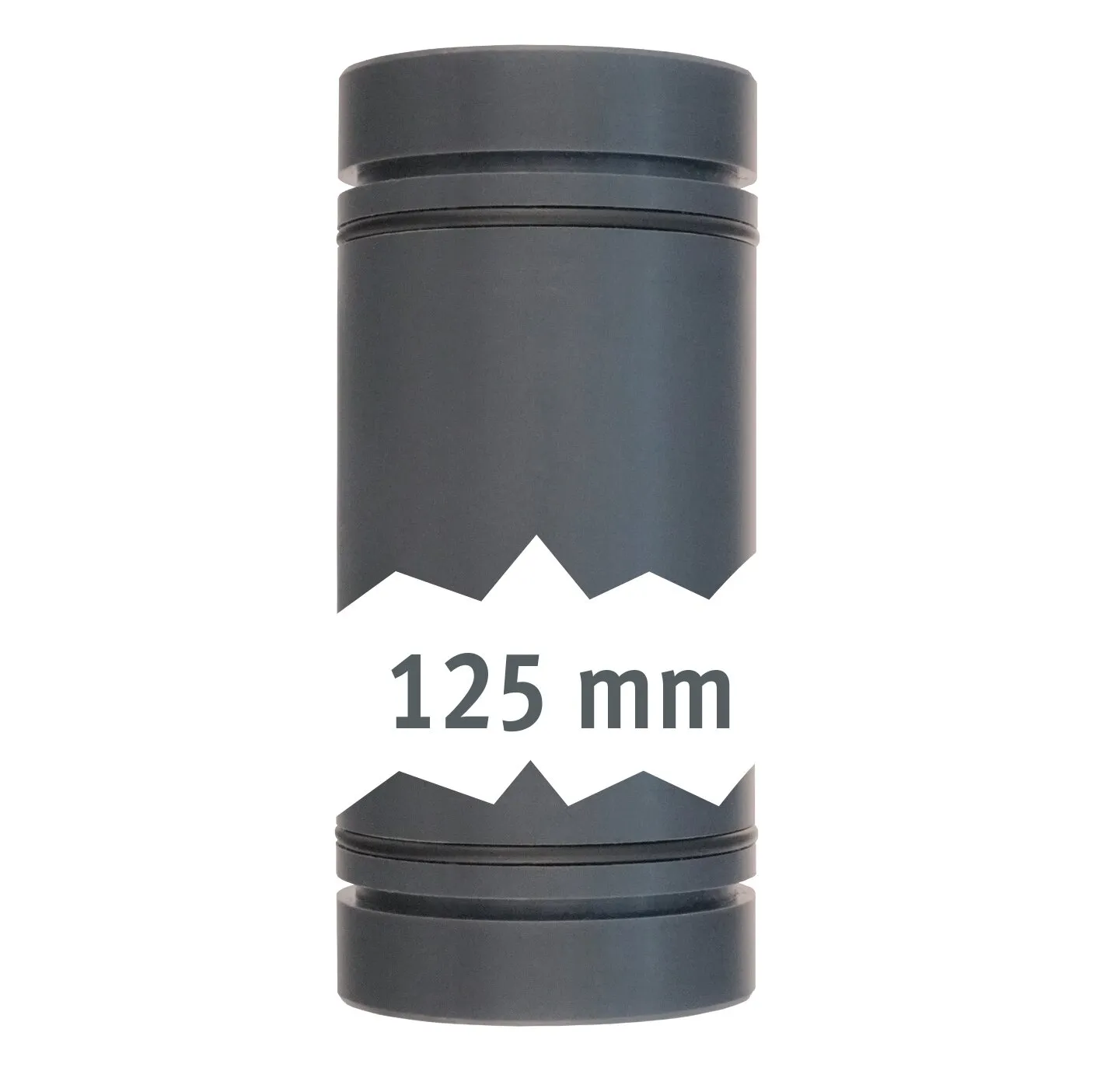 Dunkelgraues Rohrstecksystem LILIE GrauGELB® mit zylindrischem Steckverbinder und markierter Länge von 125 mm