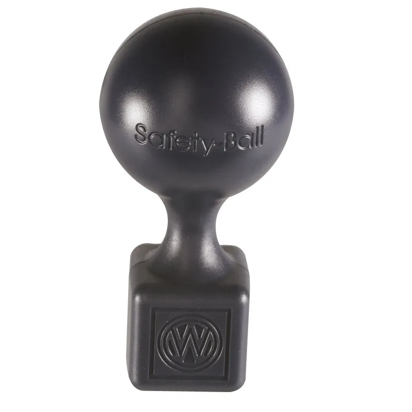 Schwarze Diebstahlsicherung Safety-Ball für WS 3000 mit kugelförmigem Kopf und quadratischem Anschlussstück als Detailansicht
