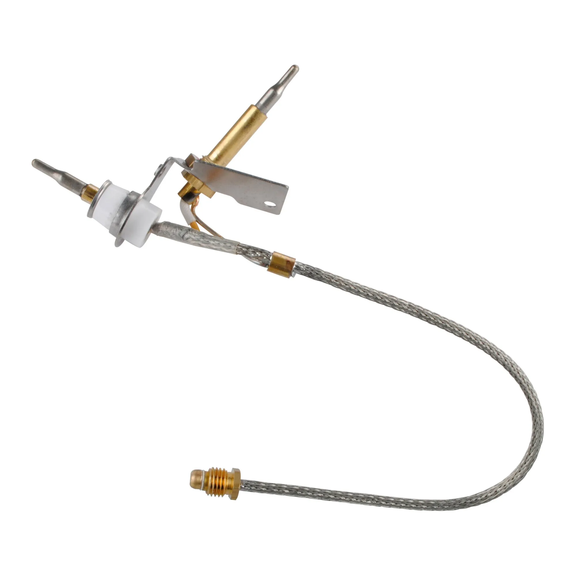 Thermoelement mit geflochtenem Metallkabel, Messfühlern, Keramikisolierung, Montagehalterung und Messing-Gewindeanschluss