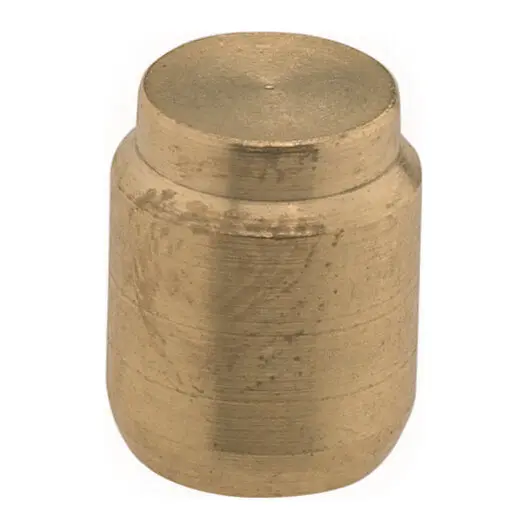 Messingfarbener Blindstopfen in zylindrischer Form mit abgerundeter Oberseite und glatten Seitenflächen, 8 mm Durchmesser