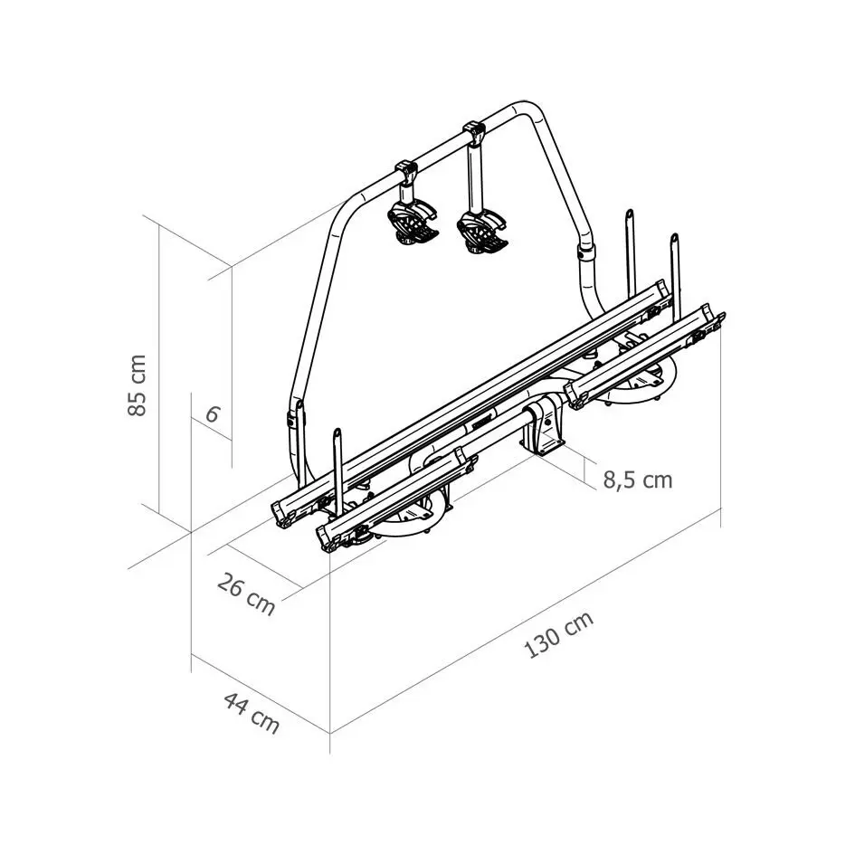 Thule Caravan Smart Fahrradträger mit Bogenrahmen, zwei Fahrradhaltern und seitlichen Schienen, Maße ca. 130 cm Länge und 85 cm Höhe