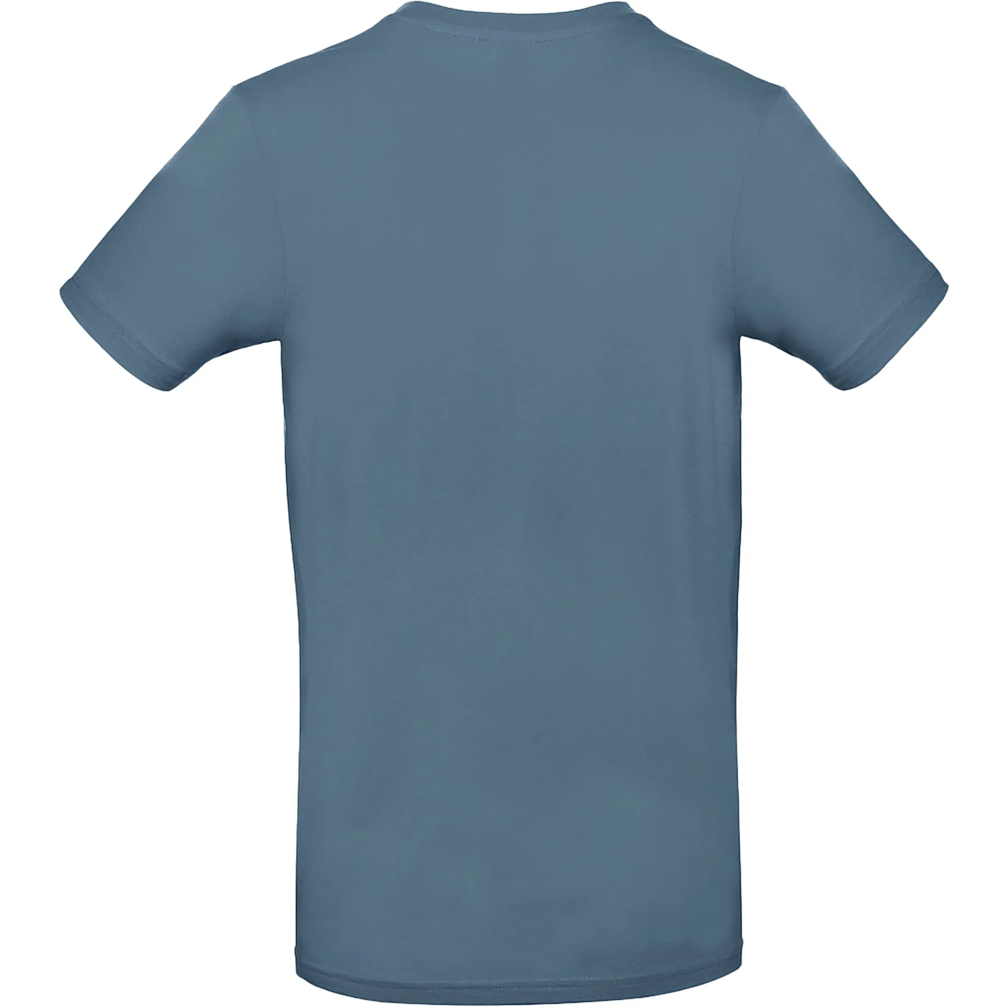 Blau-graues T-Shirt mit Rundhalsausschnitt und kurzen Ärmeln, Rückansicht, Größe L, ohne sichtbaren Aufdruck