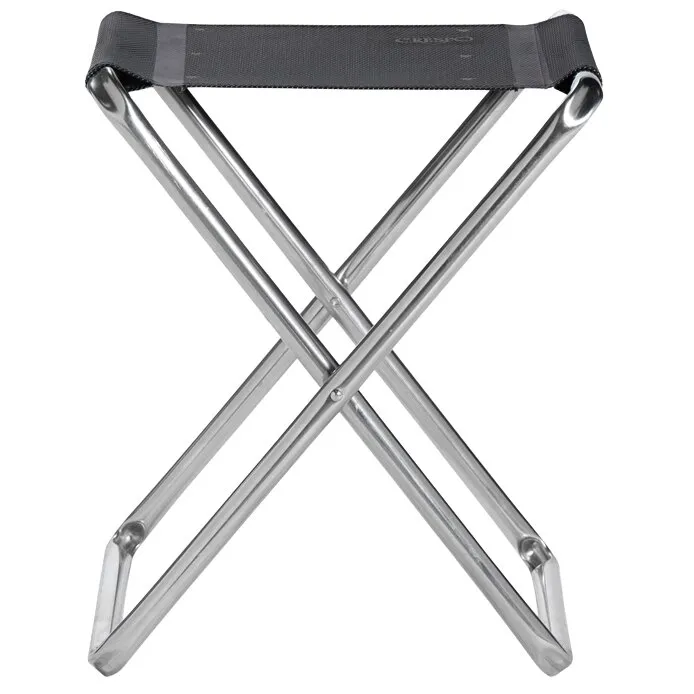 Faltbarer Hocker AL/301 Classic mit schwarzer Sitzfläche aus Gewebe und verchromtem X-förmigem Metallgestell