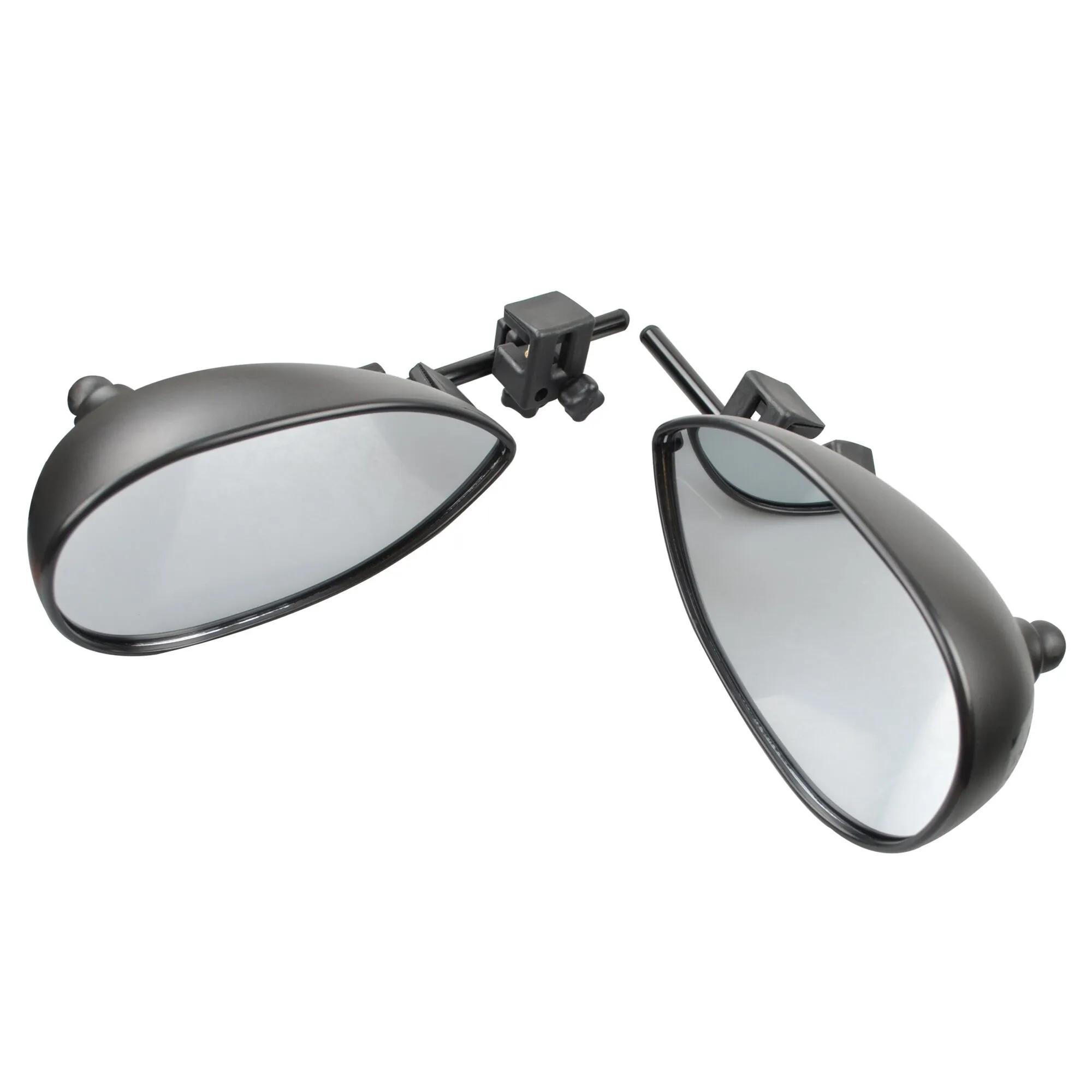 Schwarzes Caravanspiegel Aero 4 Mirror Flat 2er-Set mit zwei flachen Spiegeln und Befestigungsklemmen