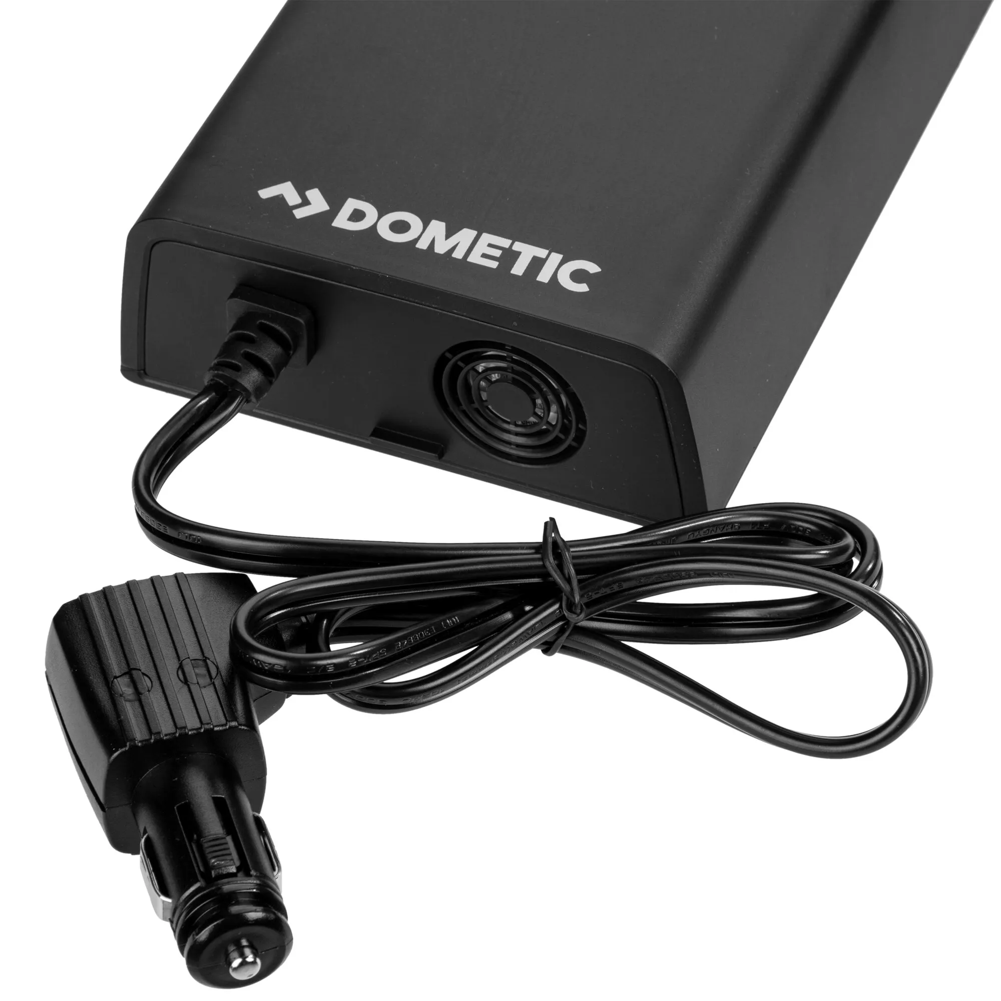 Schwarzer Sinus-Wechselrichter Dometic SinePower DSP 24 V, 150 W, mit Lüfter und fest angeschlossenem 12-Volt-Stecker