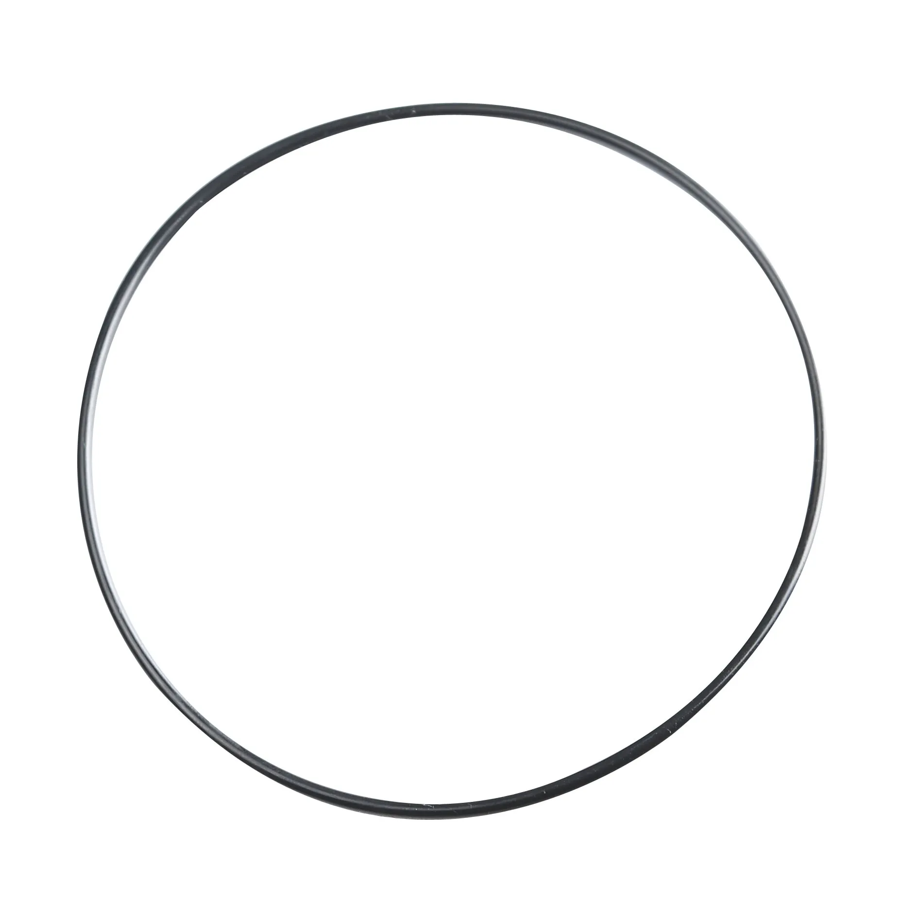Schwarzer, runder O-Ring aus elastischem Material für ein Toilettenpapierfach auf weißem Hintergrund
