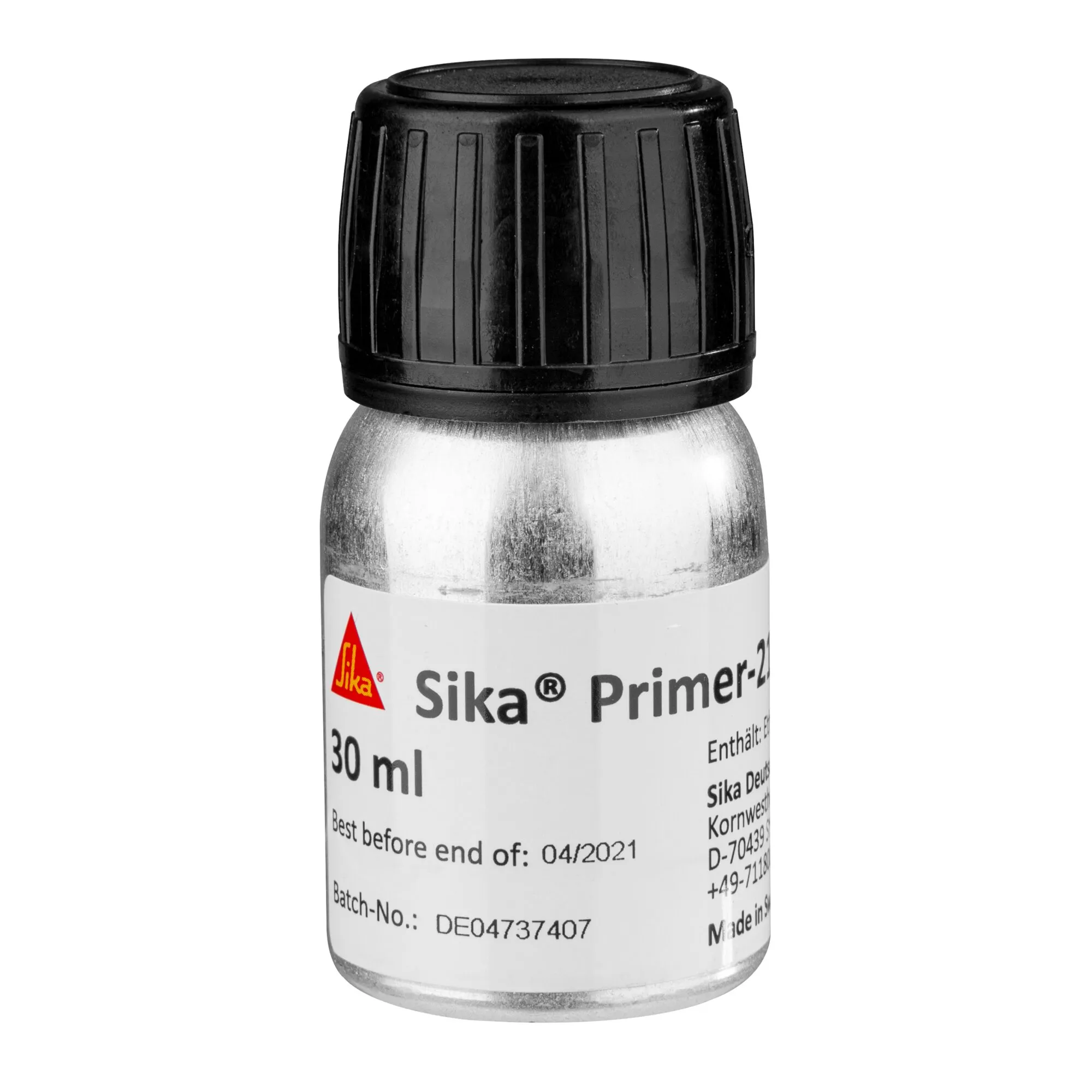 Sika® Primer-210, 30-ml-Fläschchen zur Vorbehandlung von Klebeflächen mit schwarzem Schraubverschluss