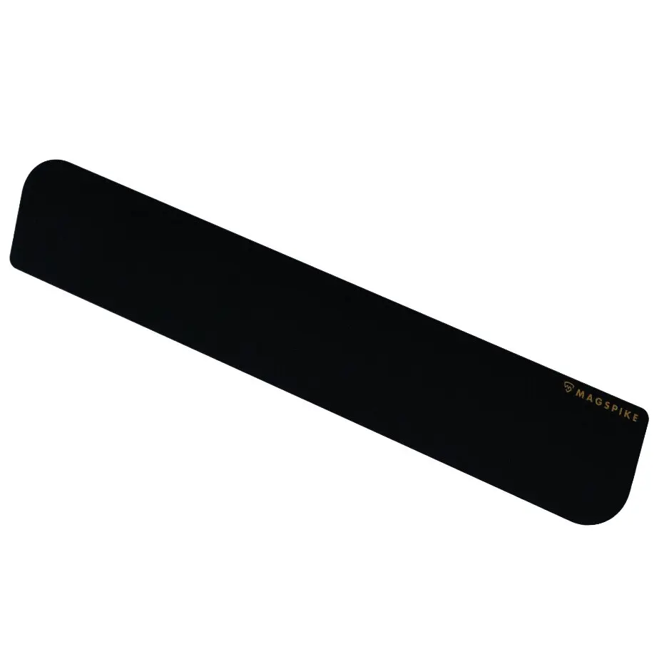 Schwarze Magnet-Trägerplatte, länglich mit abgerundeten Enden, ohne Haken, MagSpike-Logo unten rechts sichtbar