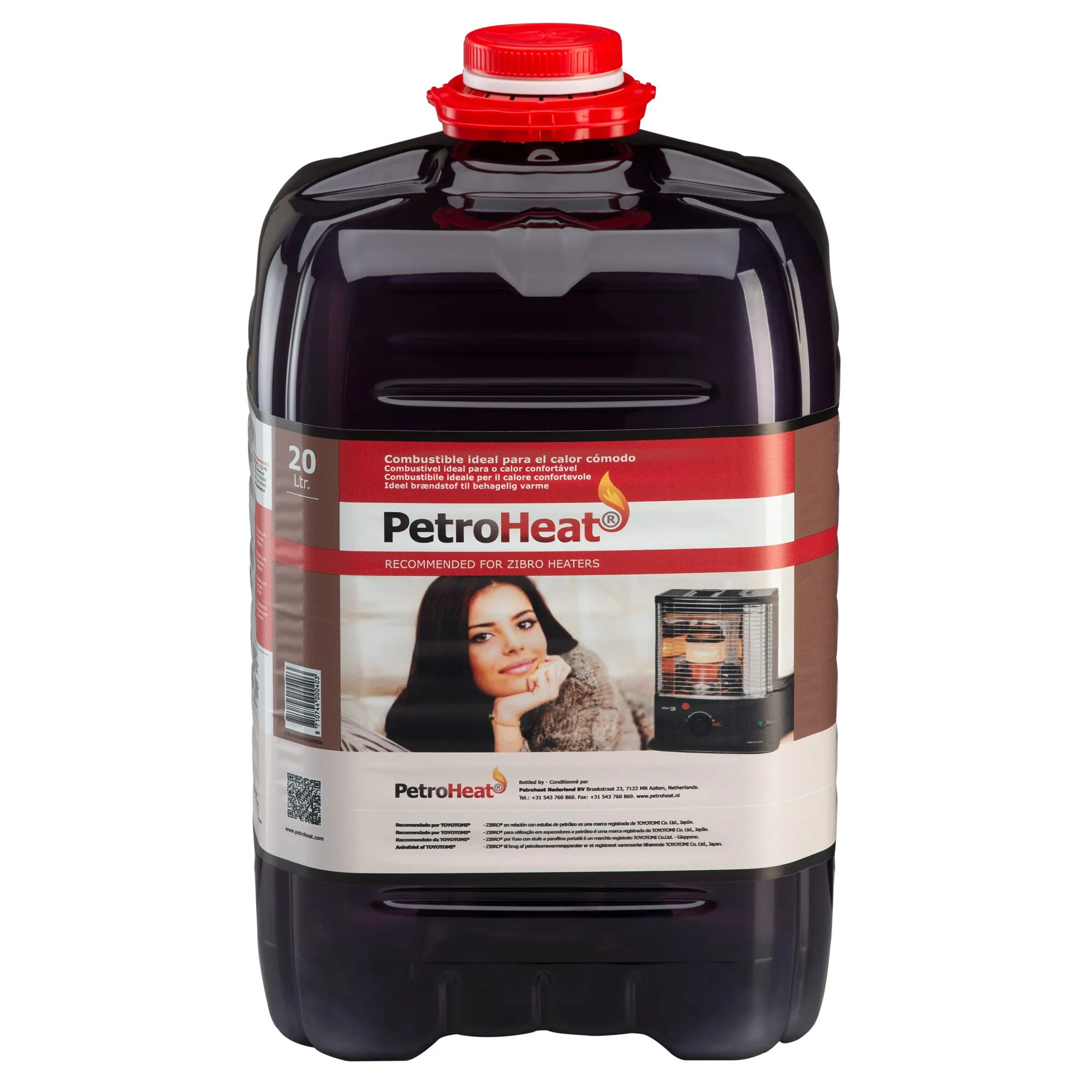 20-Liter-Kanister Petroleum Diamant von PetroHeat mit rotem Schraubverschluss und Etikett für Zibro-Heizgeräte