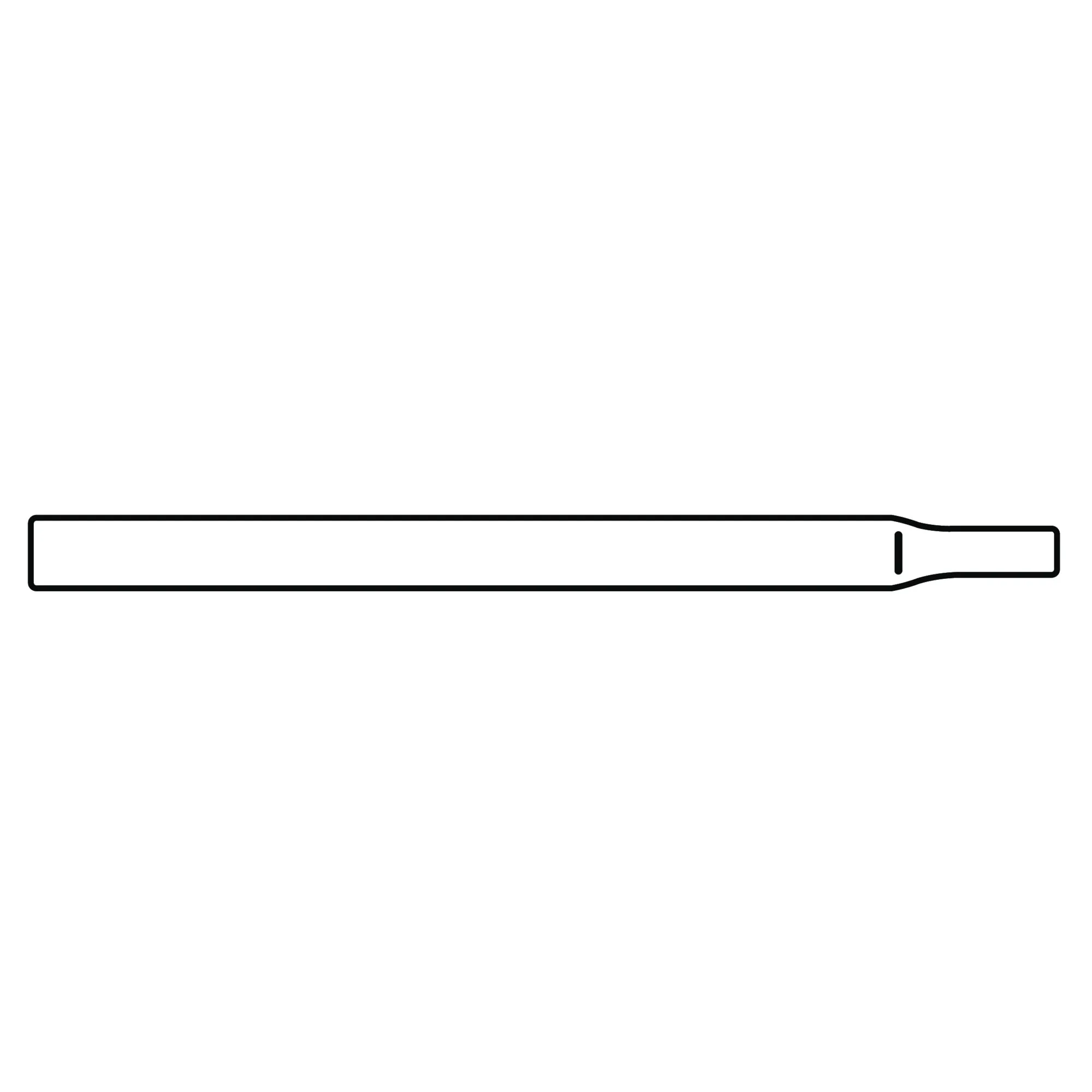 Gestängeverlängerung aus Stahl mit rechteckigem Stab, verjüngtem Ende und sichtbarer Klemmfeder, 25 mm