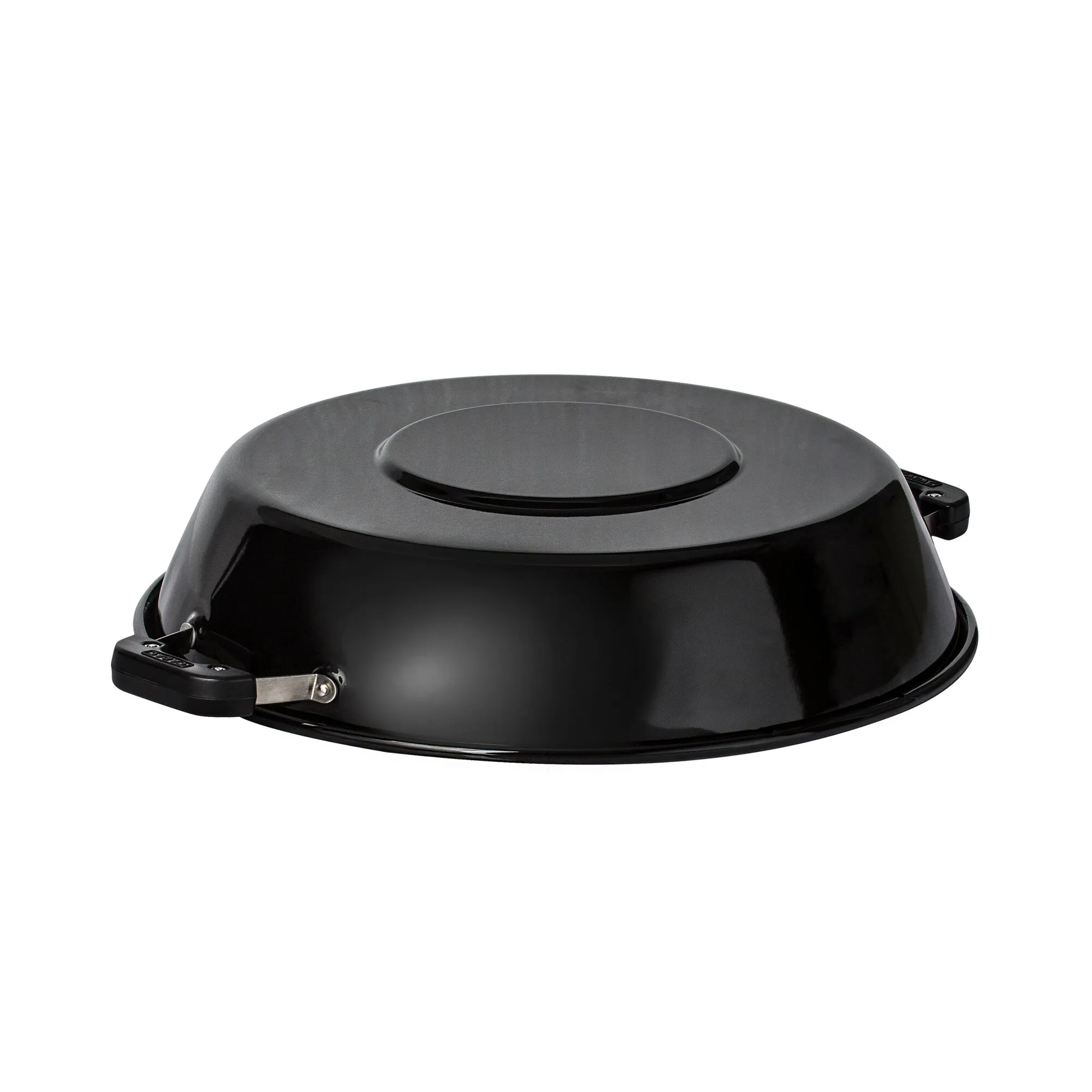 Schwarze runde Haube für den Safari Chef 2 mit zentralem Deckel und seitlichen Griffen