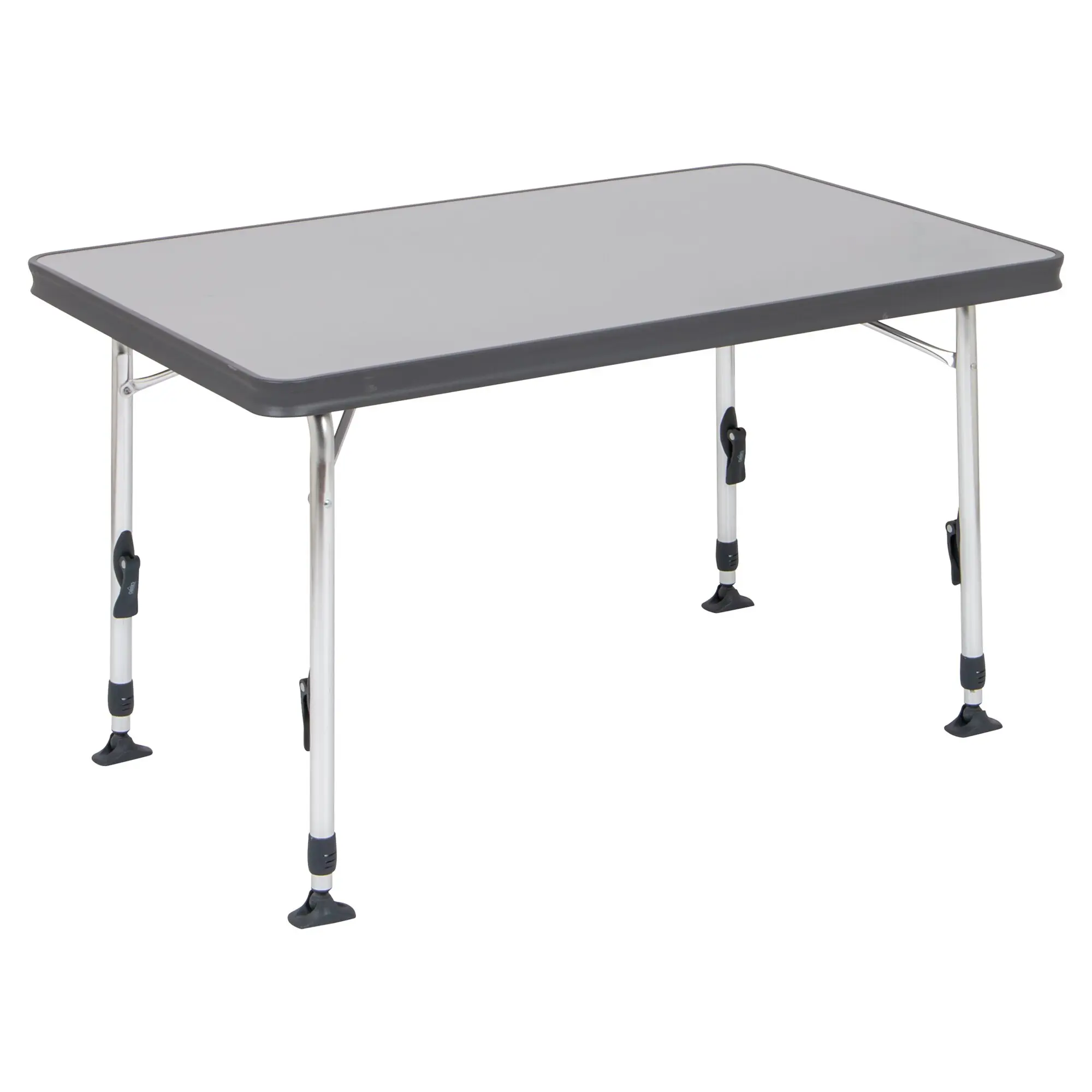 Campingtisch Ligero, 101 cm, graue rechteckige Tischplatte mit abgerundeten Ecken, Metallbeine und Gummifüße, mit Verriegelungen
