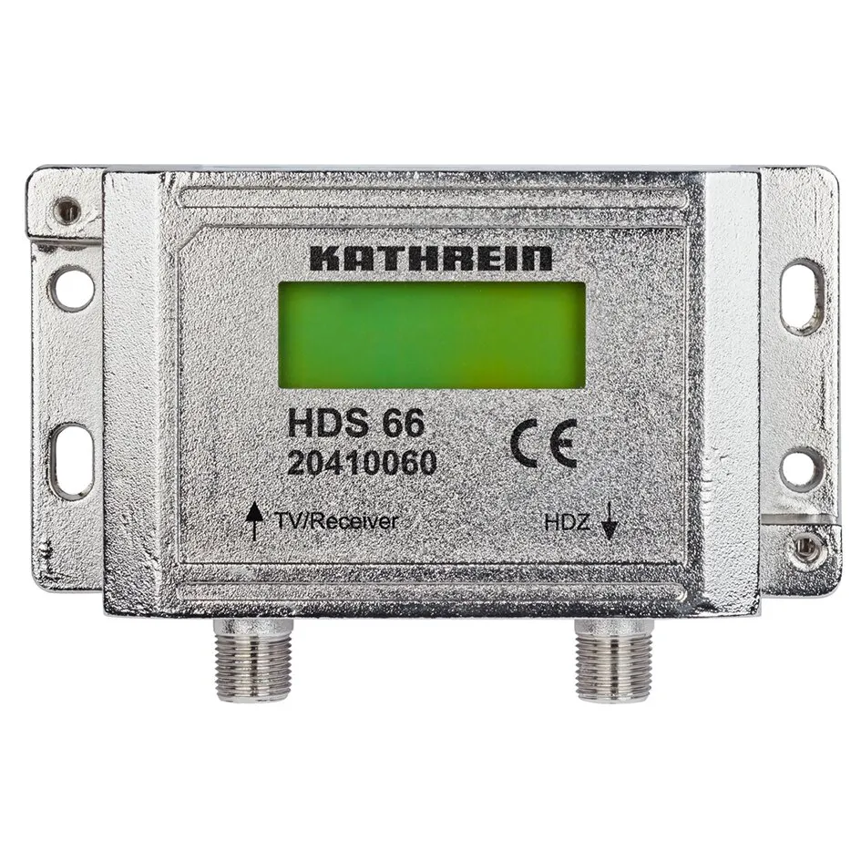 KATHREIN Anzeige- und Steuergerät HDS 66 aus Metall mit grünem Display und zwei Koaxialanschlüssen