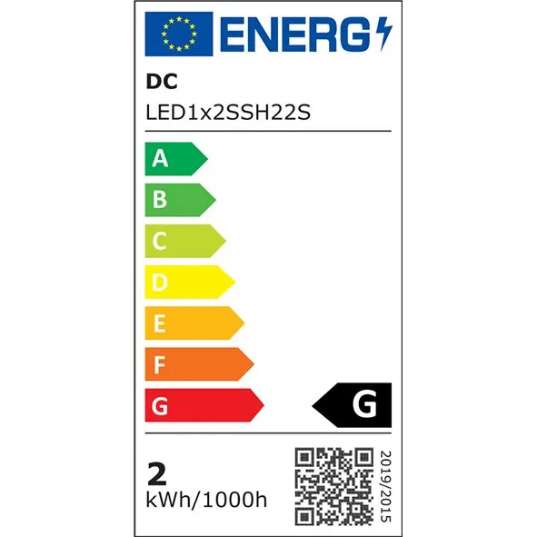 Energieeffizienzlabel der Aufbauleuchte Schwanenhals LED1x2SSH22S mit Energieeffizienzklasse G und 2 kWh/1000 h