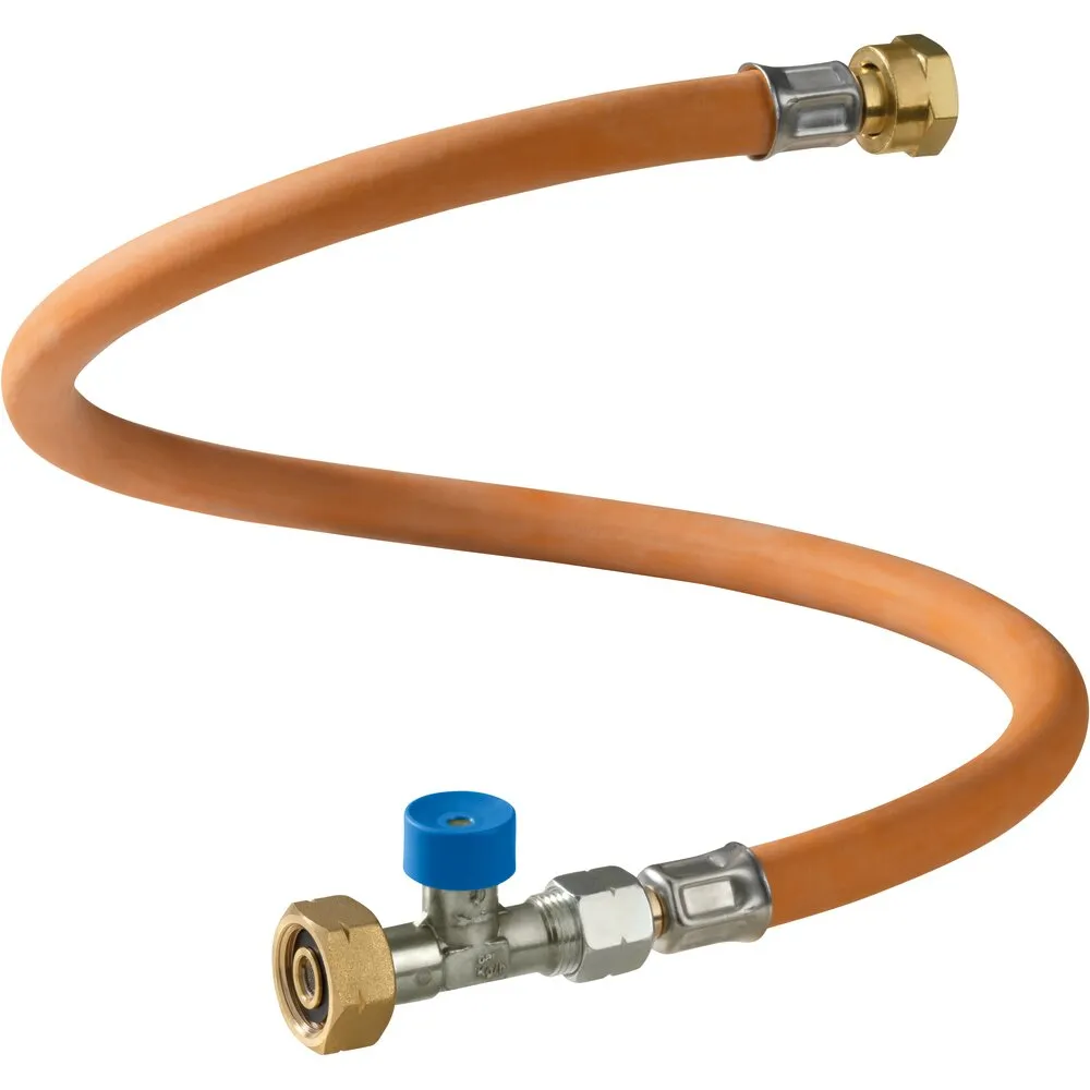Orange Hochdruck-Schlauchleitung Caramatic ConnectDrive X.7 (Shell), 450 mm, mit Messinganschlüssen und blauem Ventil