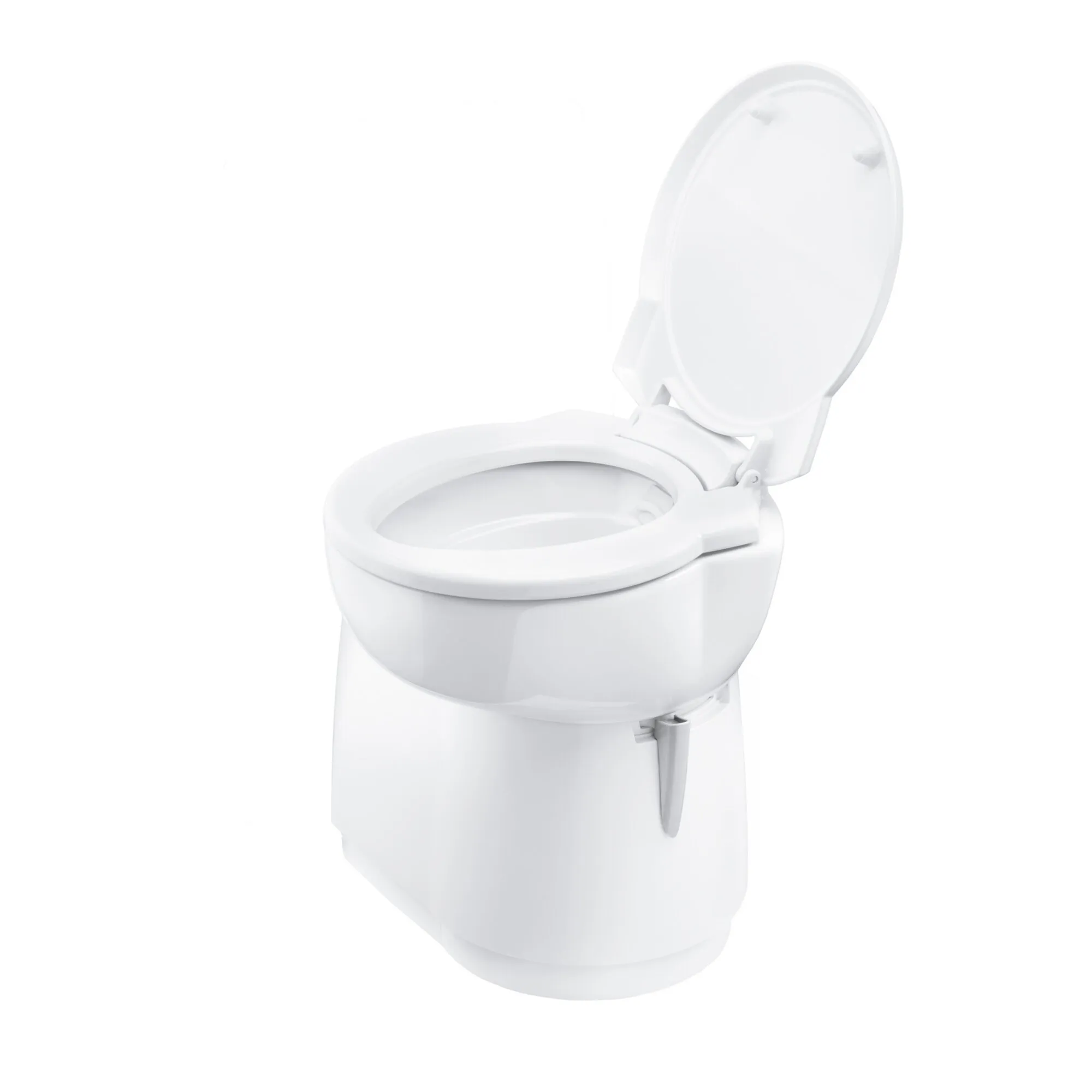 Weiße Cassettentoilette C260 Typ C263-S CB in Dreiviertelansicht mit geöffnetem Deckel und sichtbarem Toilettenbecken
