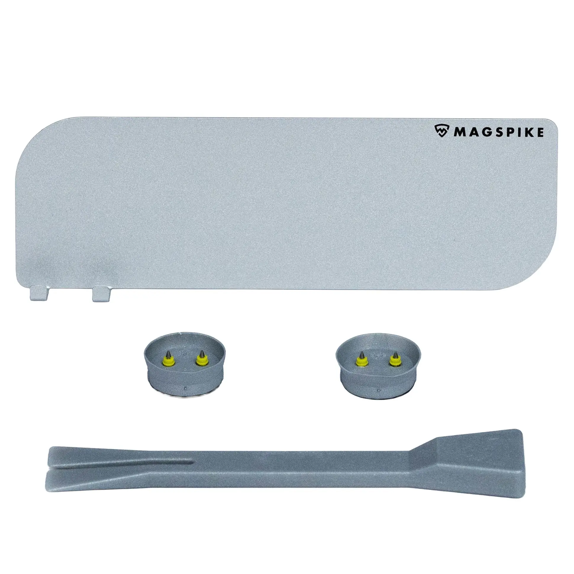Trägerplatte mit Magnet MagSpike Set M+ mit integrierten Haken, silber