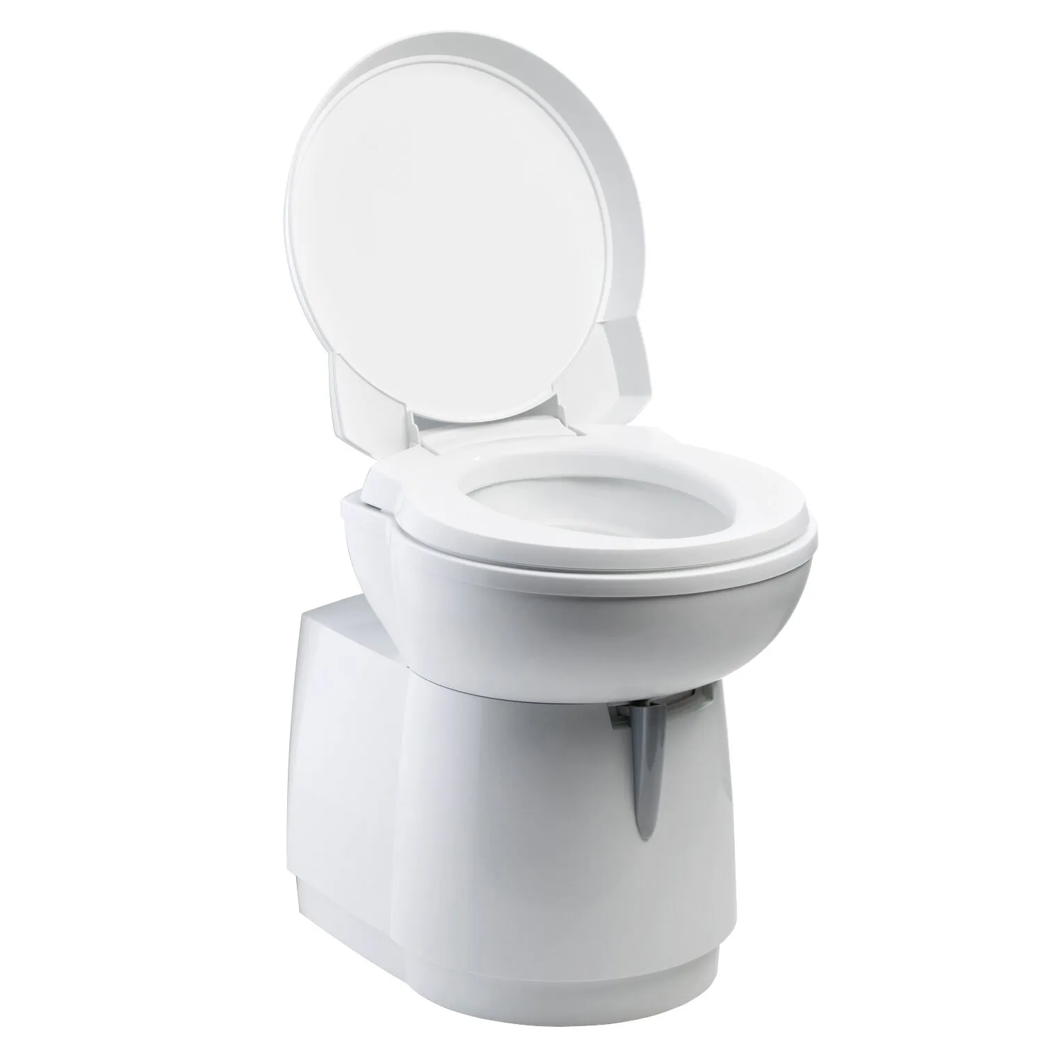Weiße Cassettentoilette C260 Typ C263-S in Dreiviertelansicht mit geöffnetem Toilettendeckel