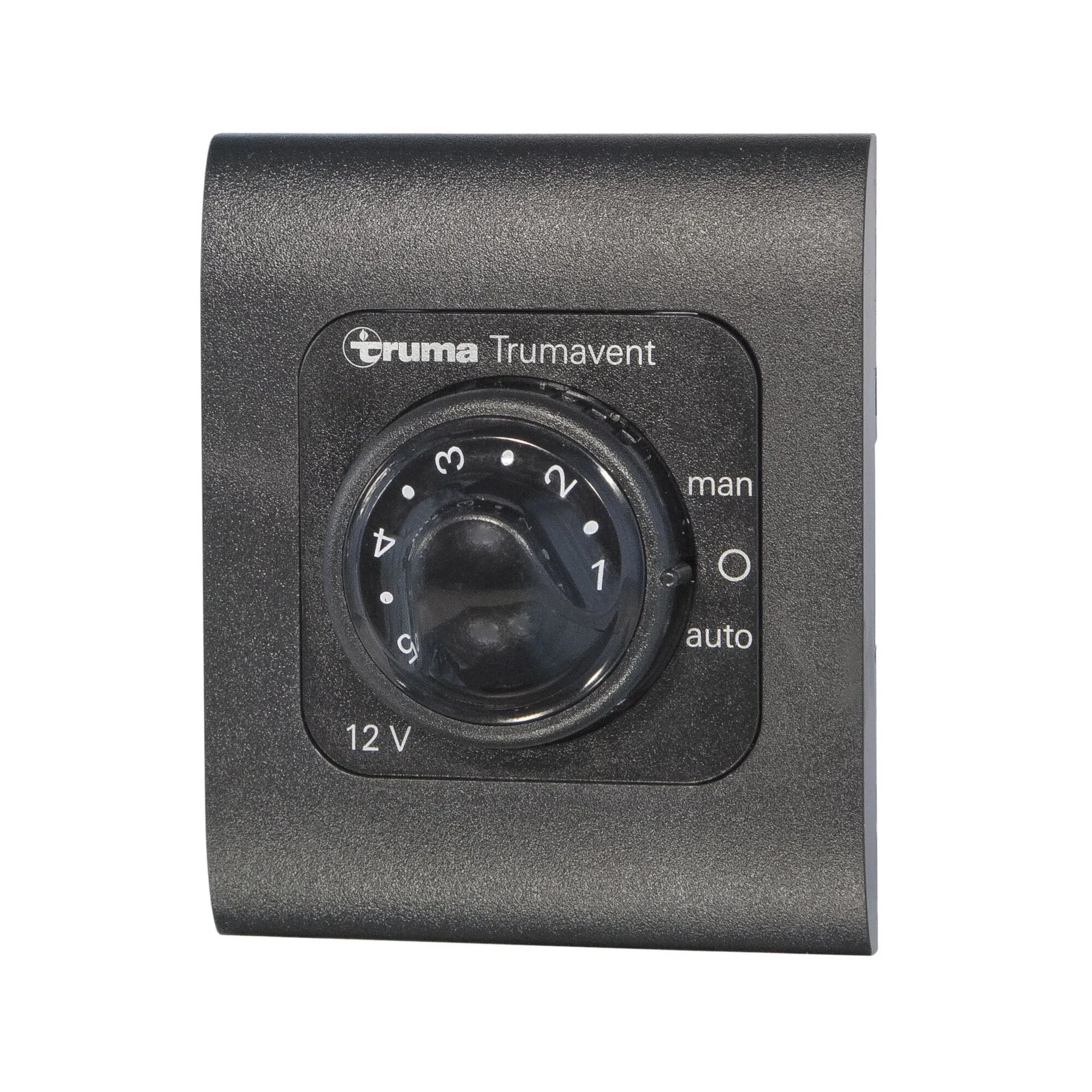 Schwarzes externes Truma Trumavent Bedienteil TEB-3/TEN-3 mit Drehregler für Stufen 1 bis 4, manuell, automatisch und 12 V