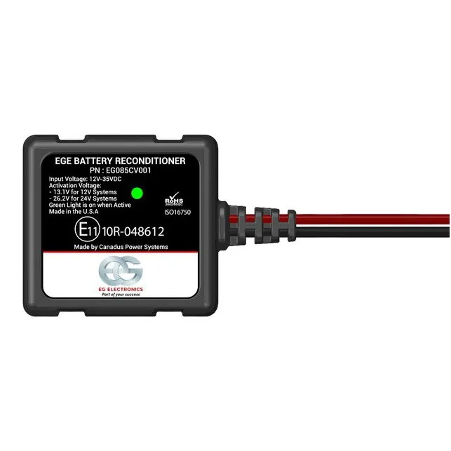 Schwarzer EGE Batterie-Aufbereiter HD-1224 mit roter und schwarzer Anschlussleitung sowie grüner Kontrollleuchte