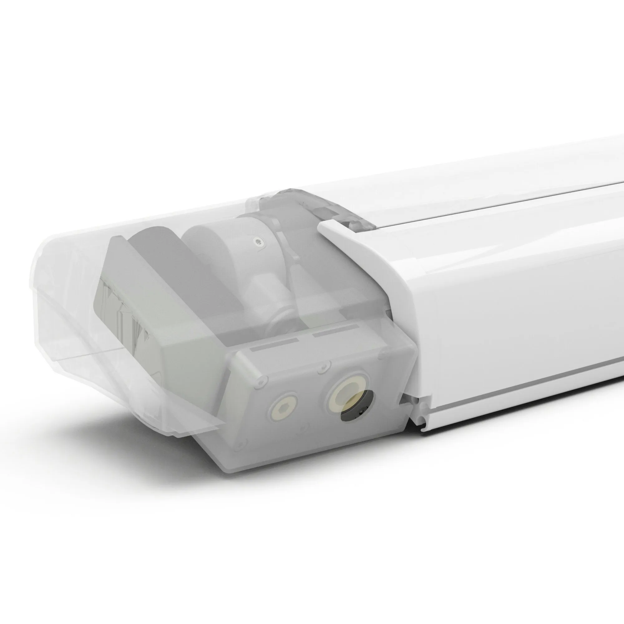 Motor Kit Compact F80s in Polarweiß, Detailansicht des integrierten Motors mit sichtbaren Befestigungs- und Antriebselementen