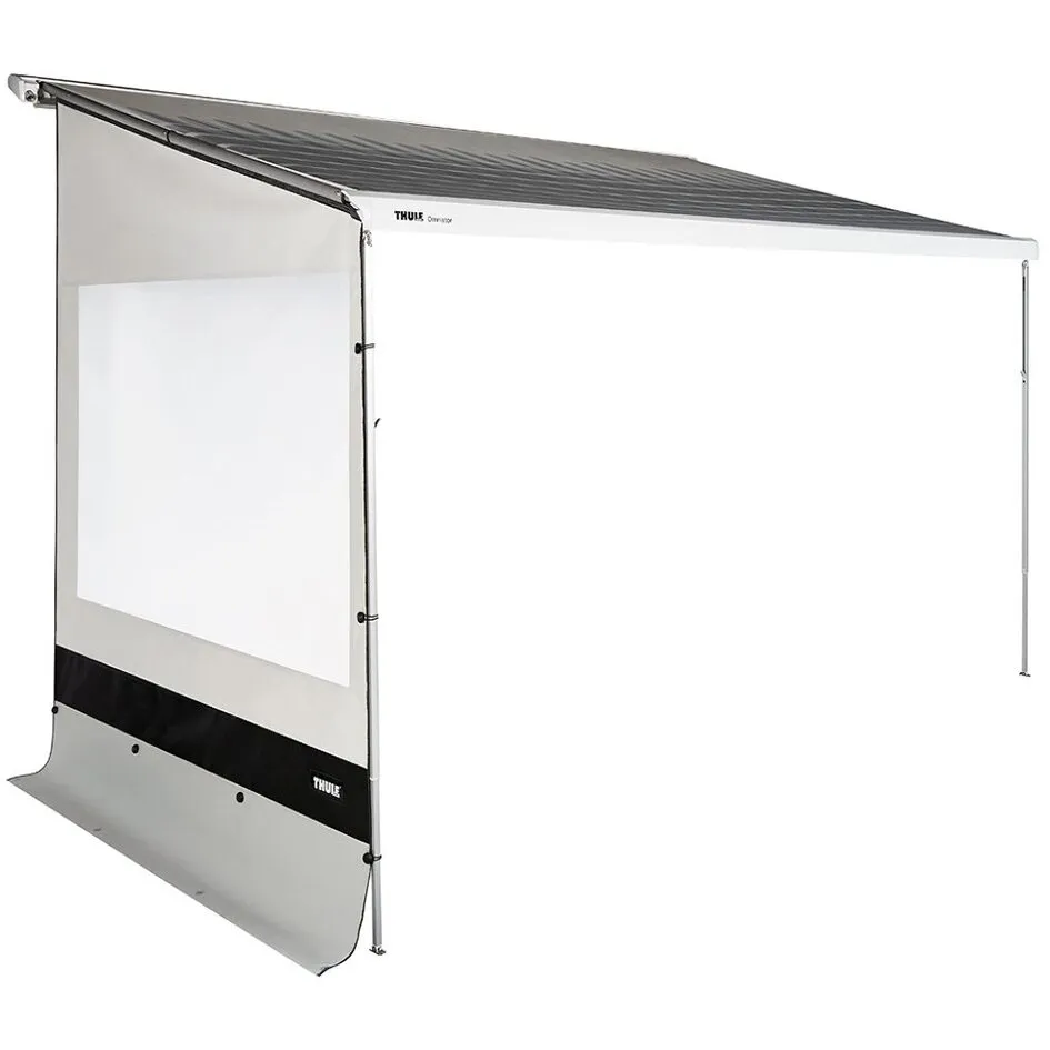 Thule Rain Blocker G2 Side in Grau mit großem Sichtfenster als seitliche Seitenwand für eine Markise