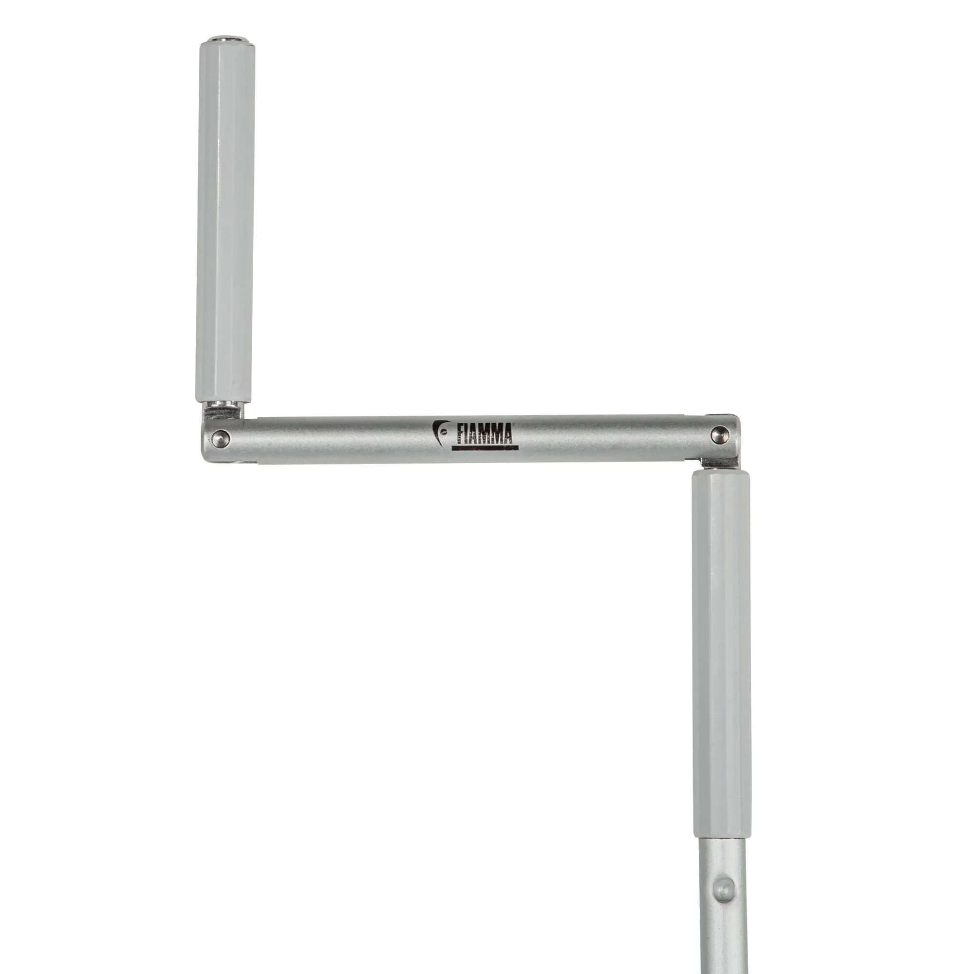 Fiamma Aluminium-Handkurbel, 123 cm, mit zwei vertikalen grauen Griffen und silbernem Quergriffr杆