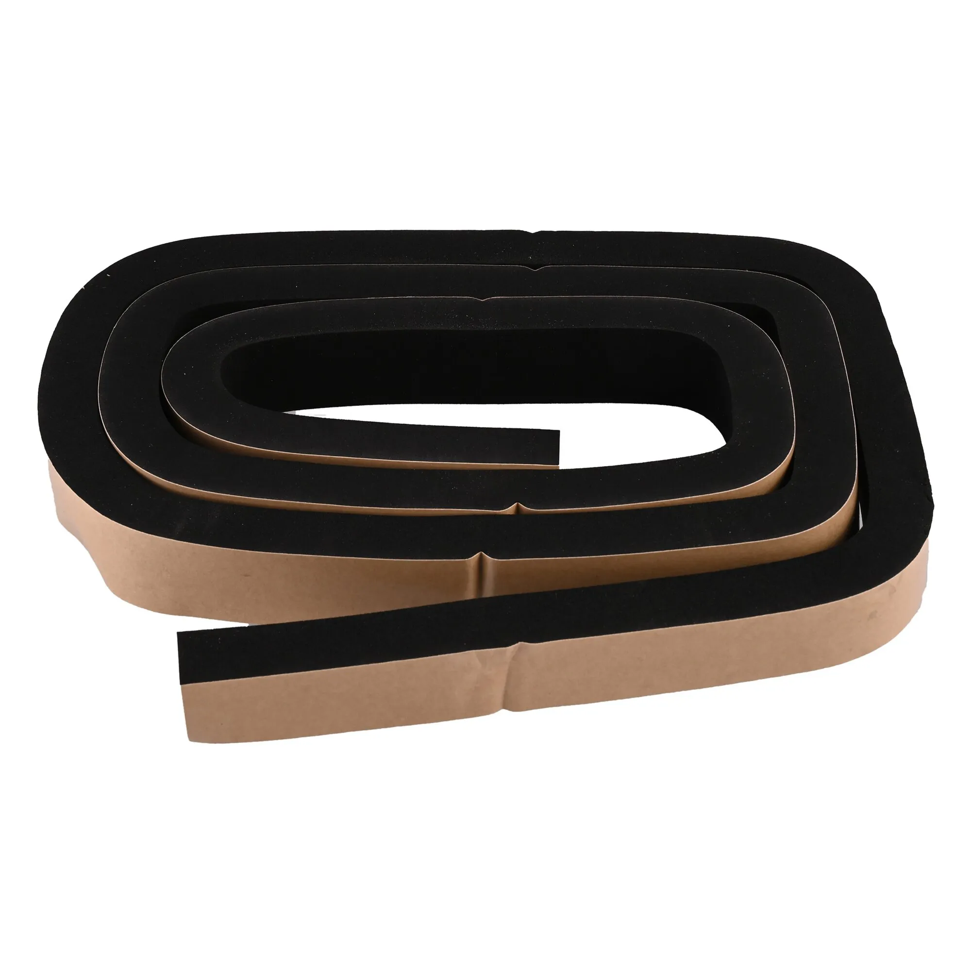 Schwarzes selbstklebendes Abdichtungsband als aufgewickeltes 2er-Set mit brauner Schutzfolie, 18 mm breit und jeweils 2 m lang