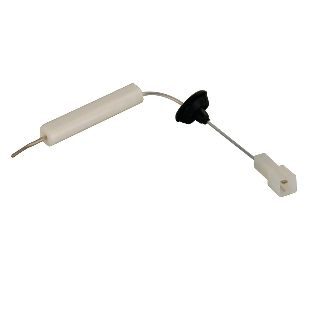 Überwachungskerze mit weißem zylindrischem Gehäuse, Kabel, schwarzer Halterung und weißem Anschlussstecker