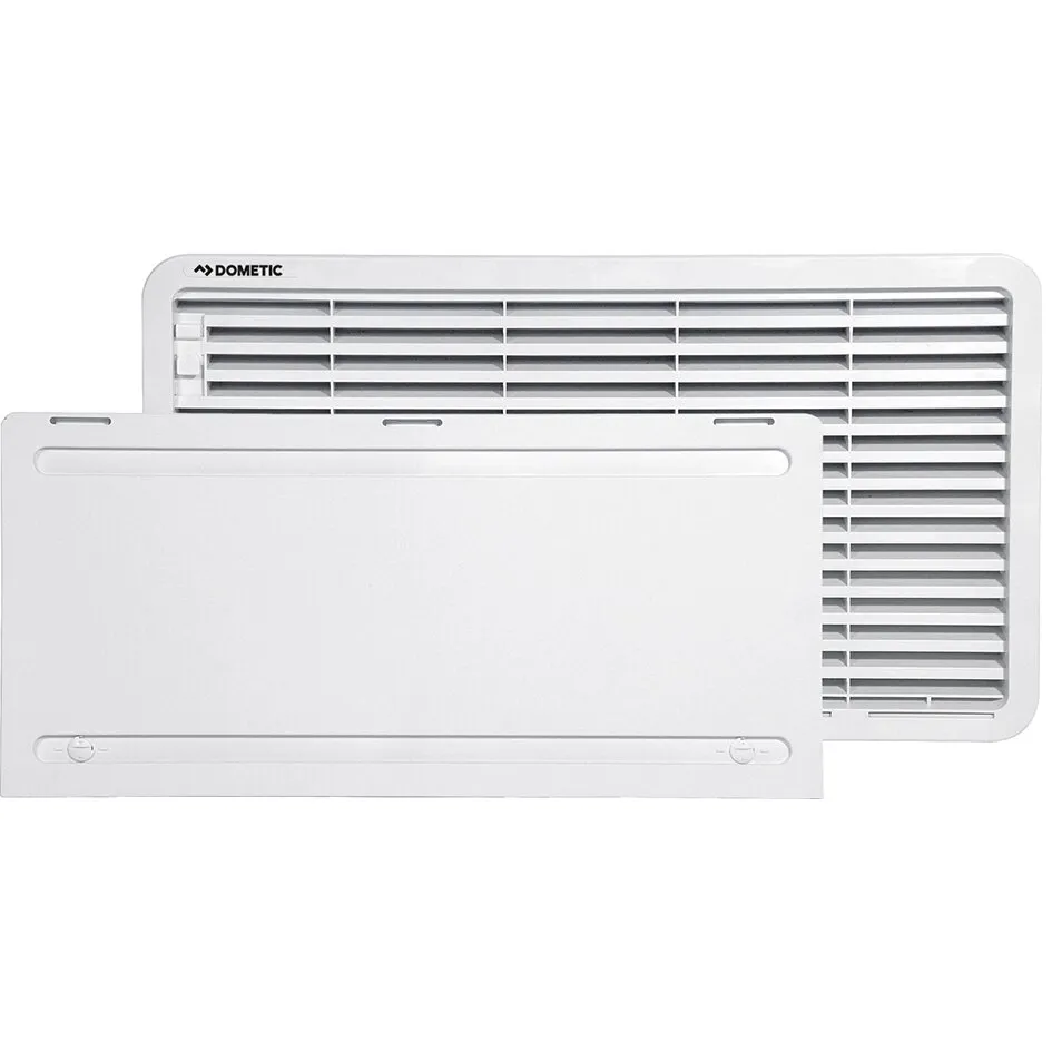 Dometic Belüftungssystem LS 300 mit weißem Lüftungsgitter und abnehmbarem Abdeckrahmen