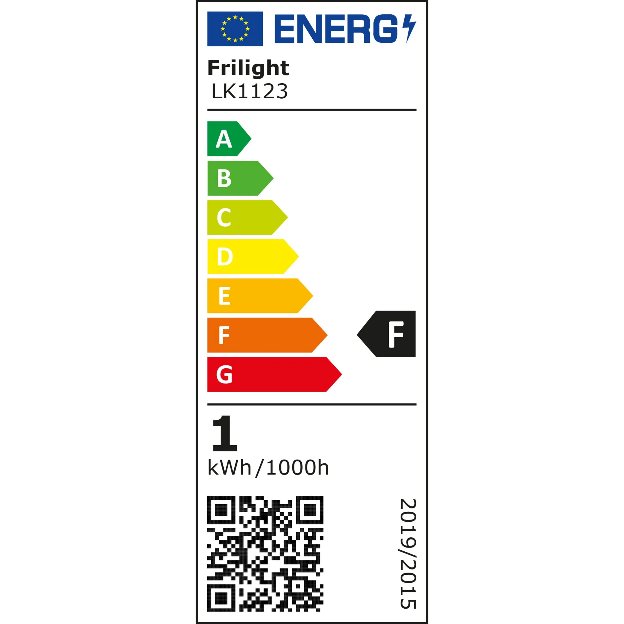 EU-Energieeffizienzlabel für den Aufbauspot Minitube D1: Frilight LK1123, Energieeffizienzklasse F, 1 kWh/1000 h