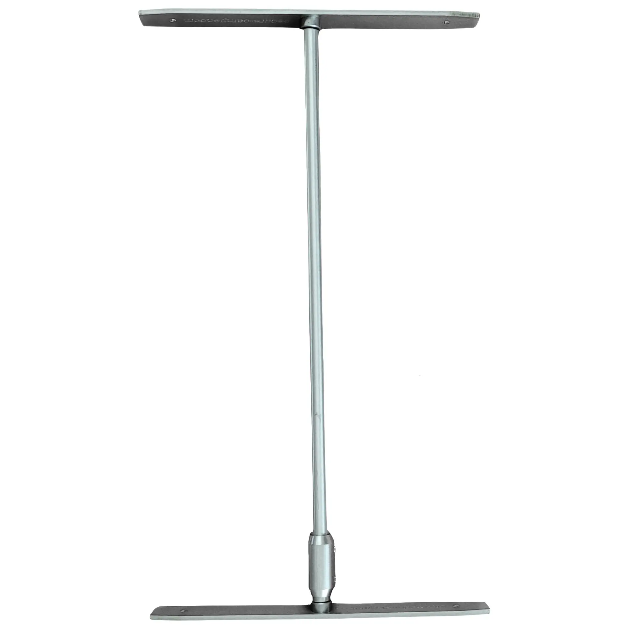 Dachhaubenschutz VistaTop, 39 × 39 cm, aus Metall: vertikale Stange mit horizontalem Oberteil und flacher länglicher Bodenplatte, Befestigungsbohrungen sichtbar