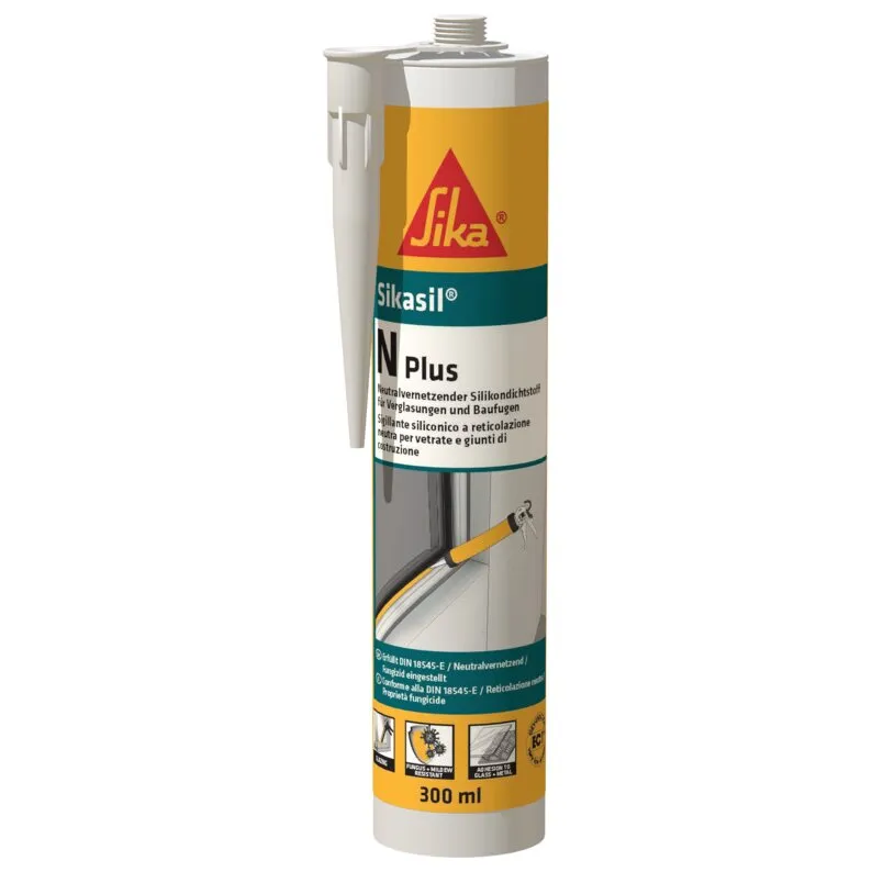 Sikasil N Plus Silikondichtstoff in schwarzer Kartusche mit Sika-Logo, 300 ml, für Verglasungen und Fugen 恒一