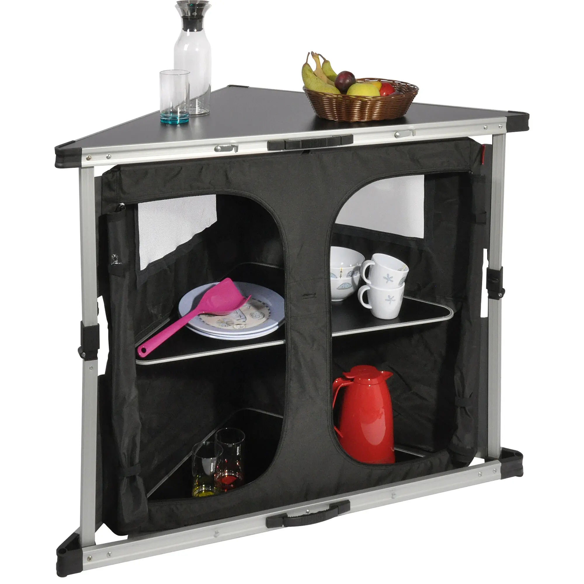 Campingschrank, dunkelgrau, Corner Cabinet